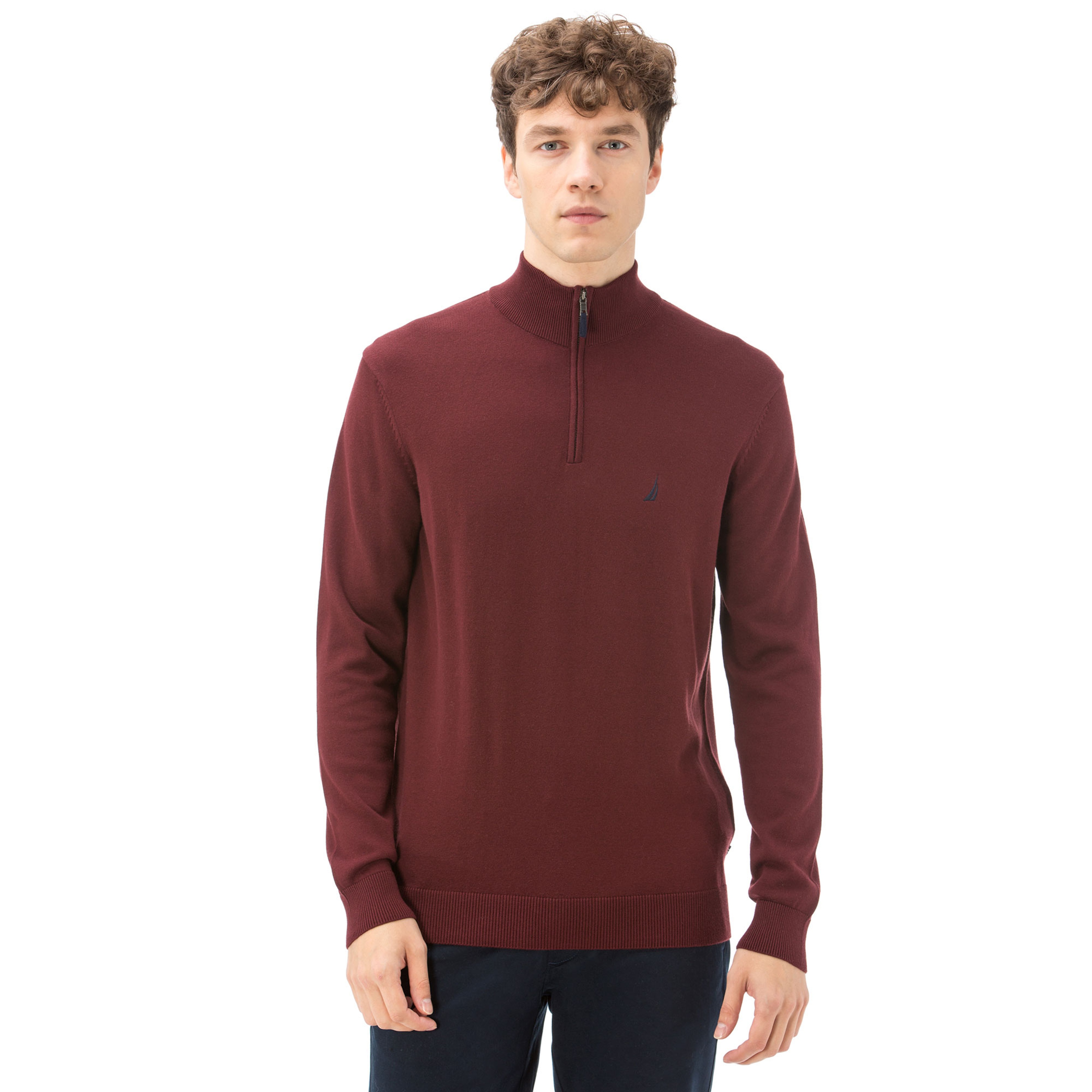 Nautica Erkek Bordo Standart Fit Triko