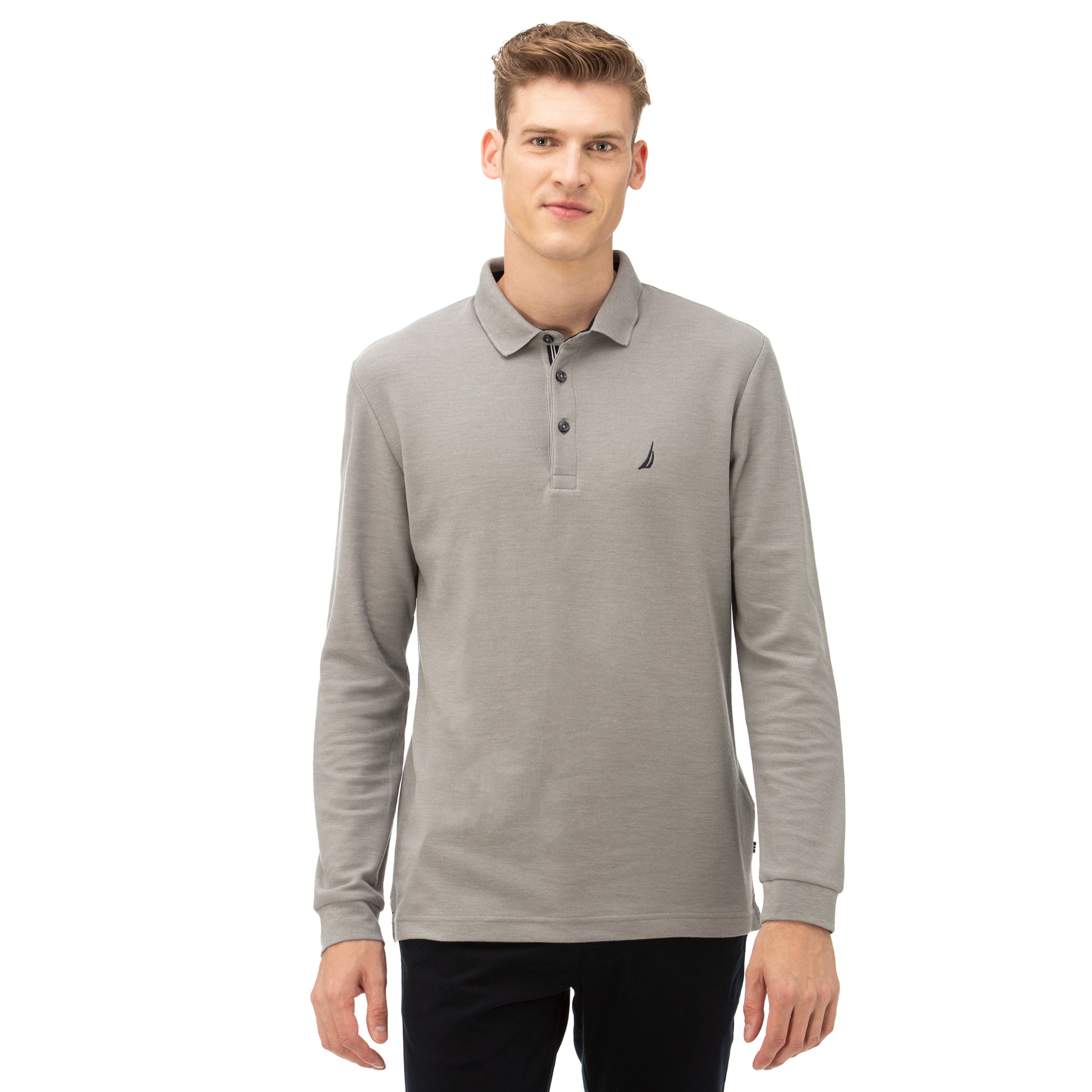 NAUTICA ERKEK GRİ CLASSIC FIT UZUN KOLLU POLO