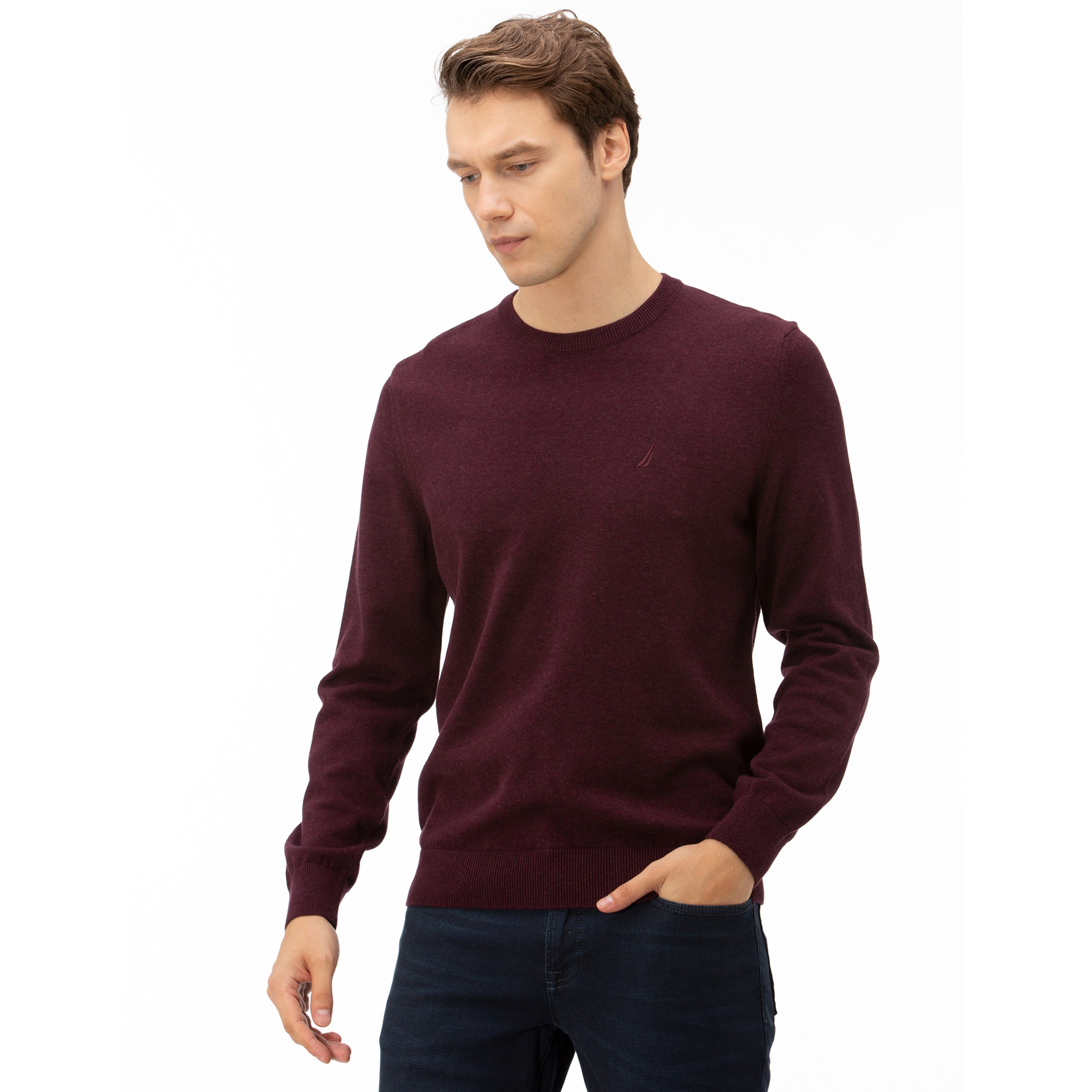 NAUTICA ERKEK BORDO TRİKO KAZAK