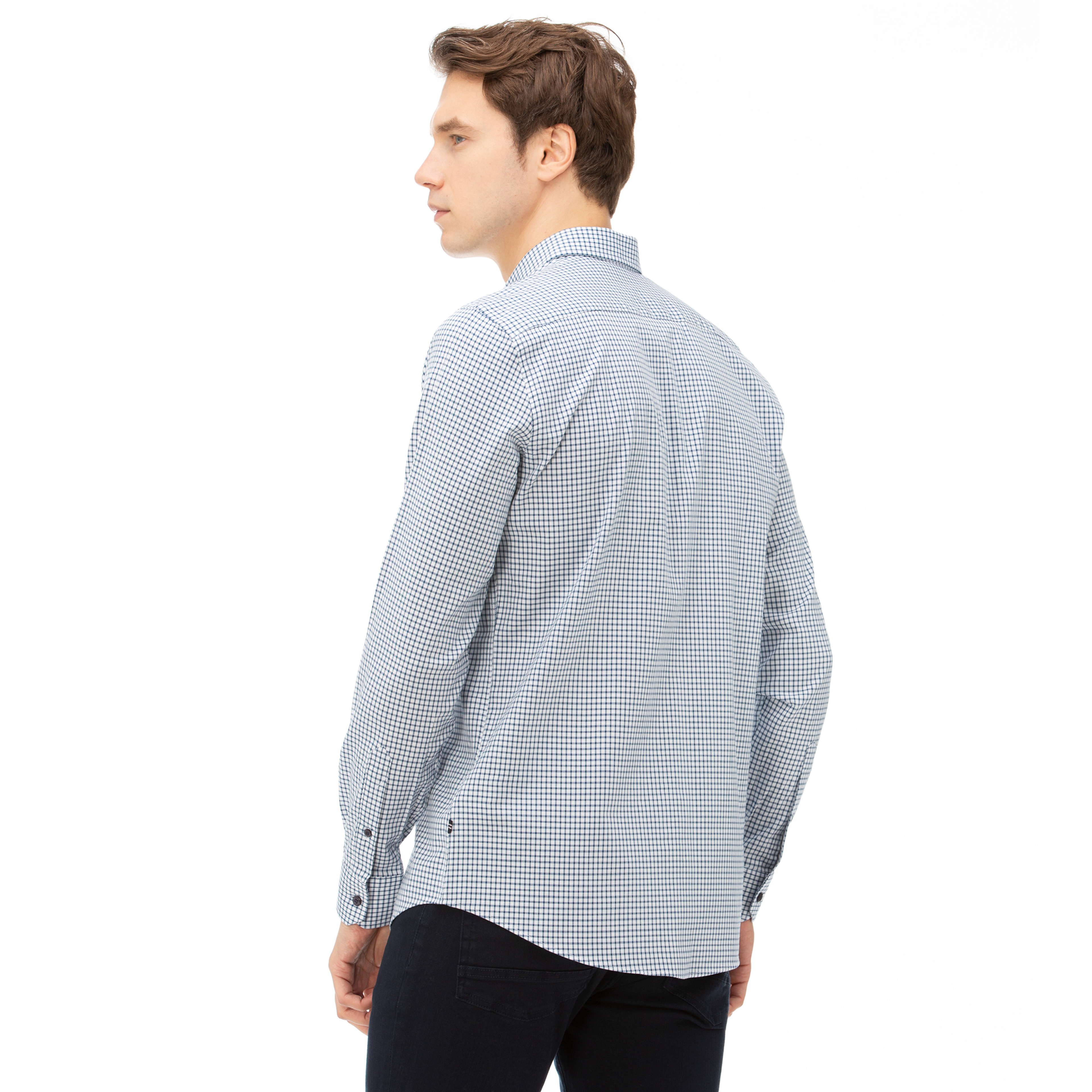 NAUTICA Erkek Beyaz Slim Fit Kareli Gömlek