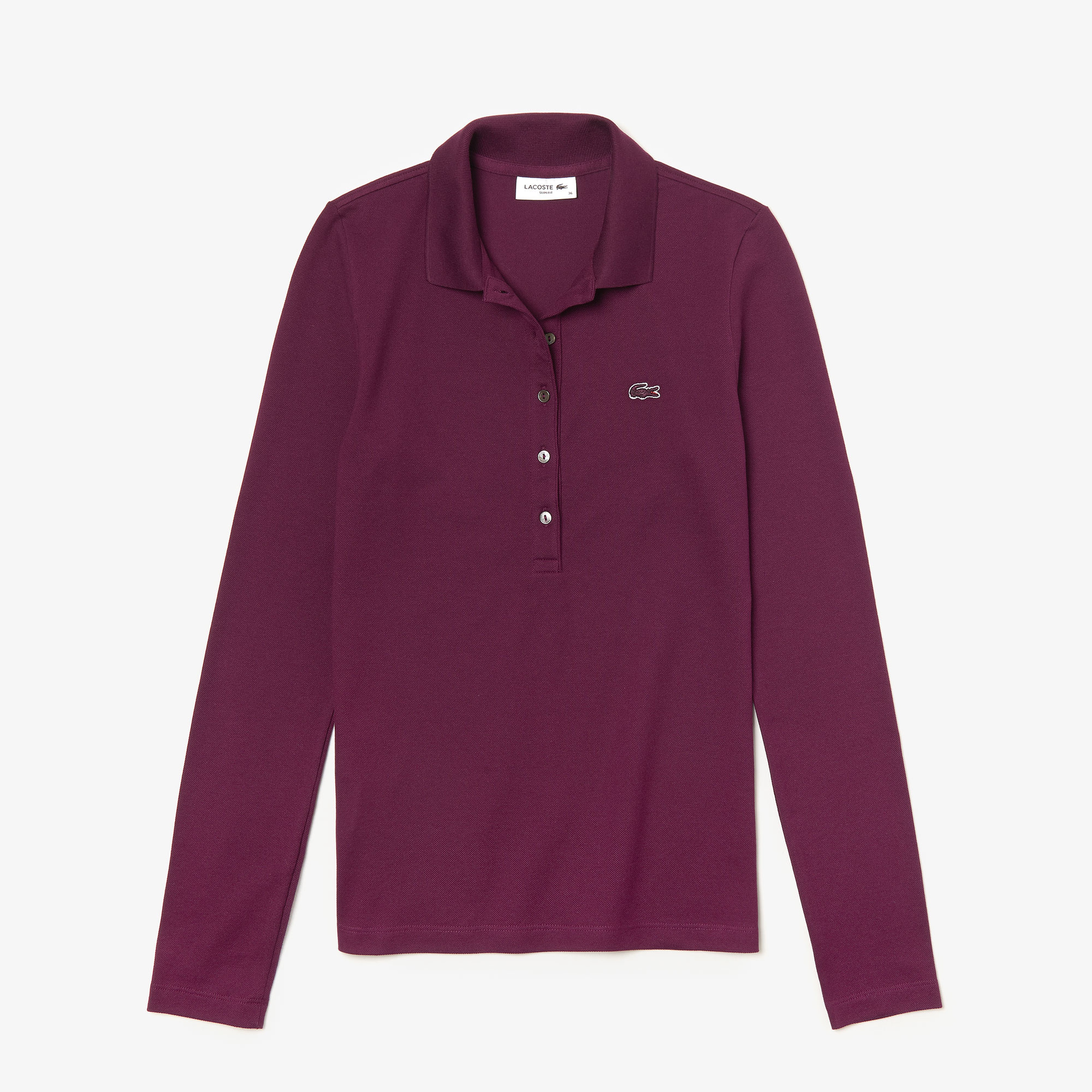 Lacoste Kadın Slim Fit Uzun Kollu Bordo Polo