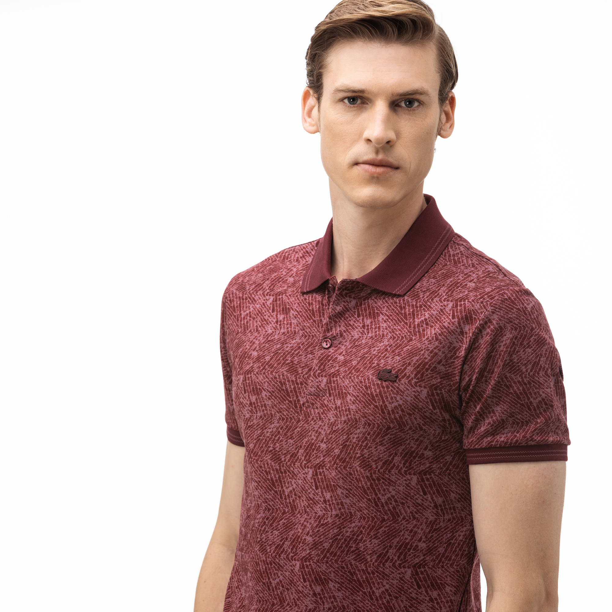 Lacoste Erkek Slim Fit Desenli Bordo Polo