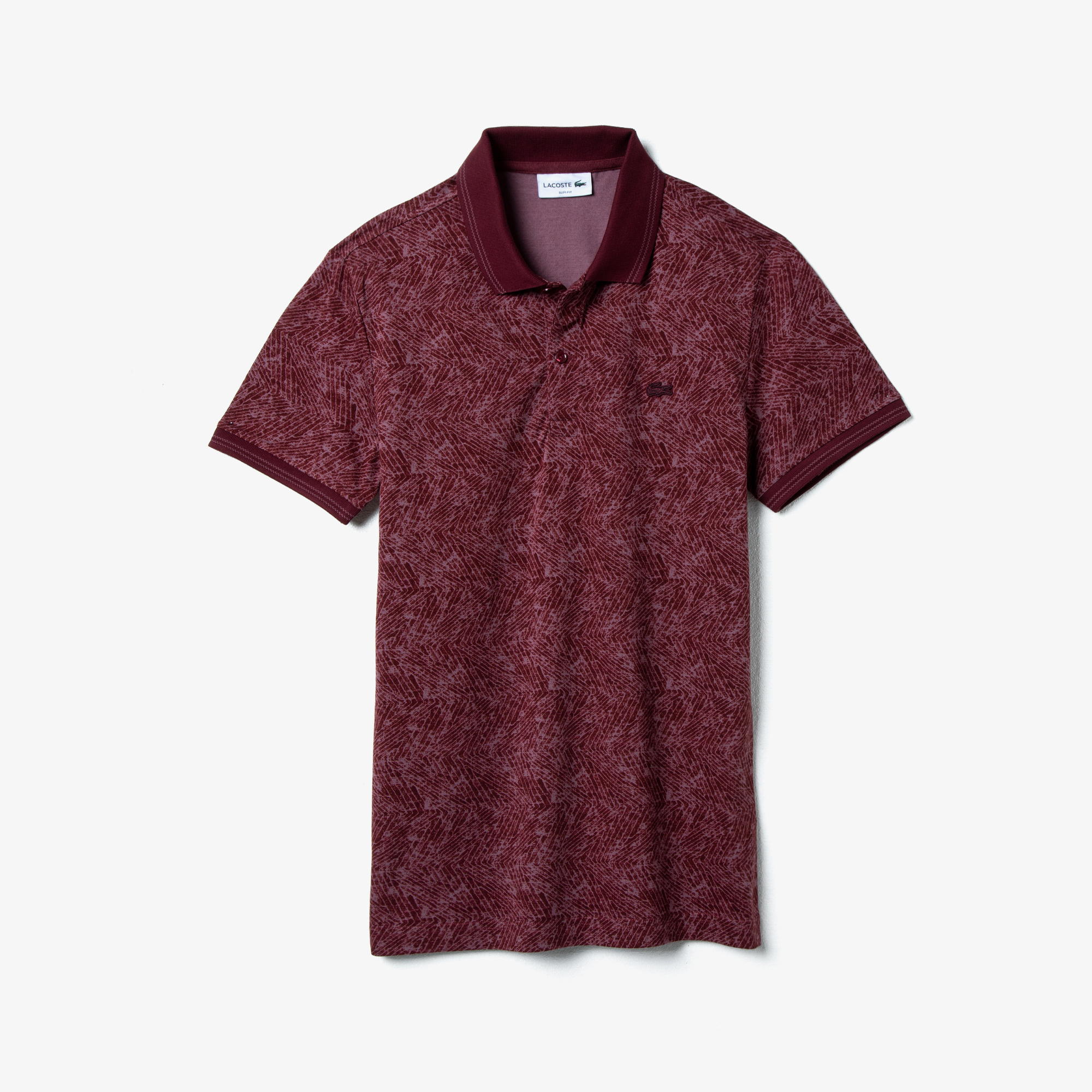 Lacoste Erkek Slim Fit Desenli Bordo Polo
