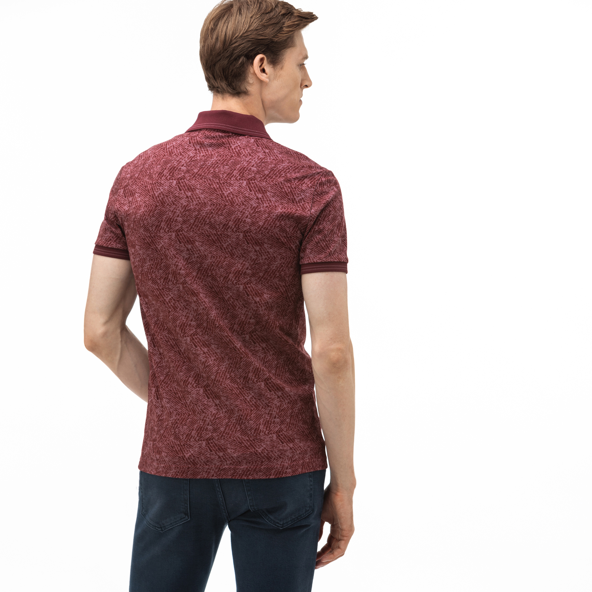 Lacoste Erkek Slim Fit Desenli Bordo Polo