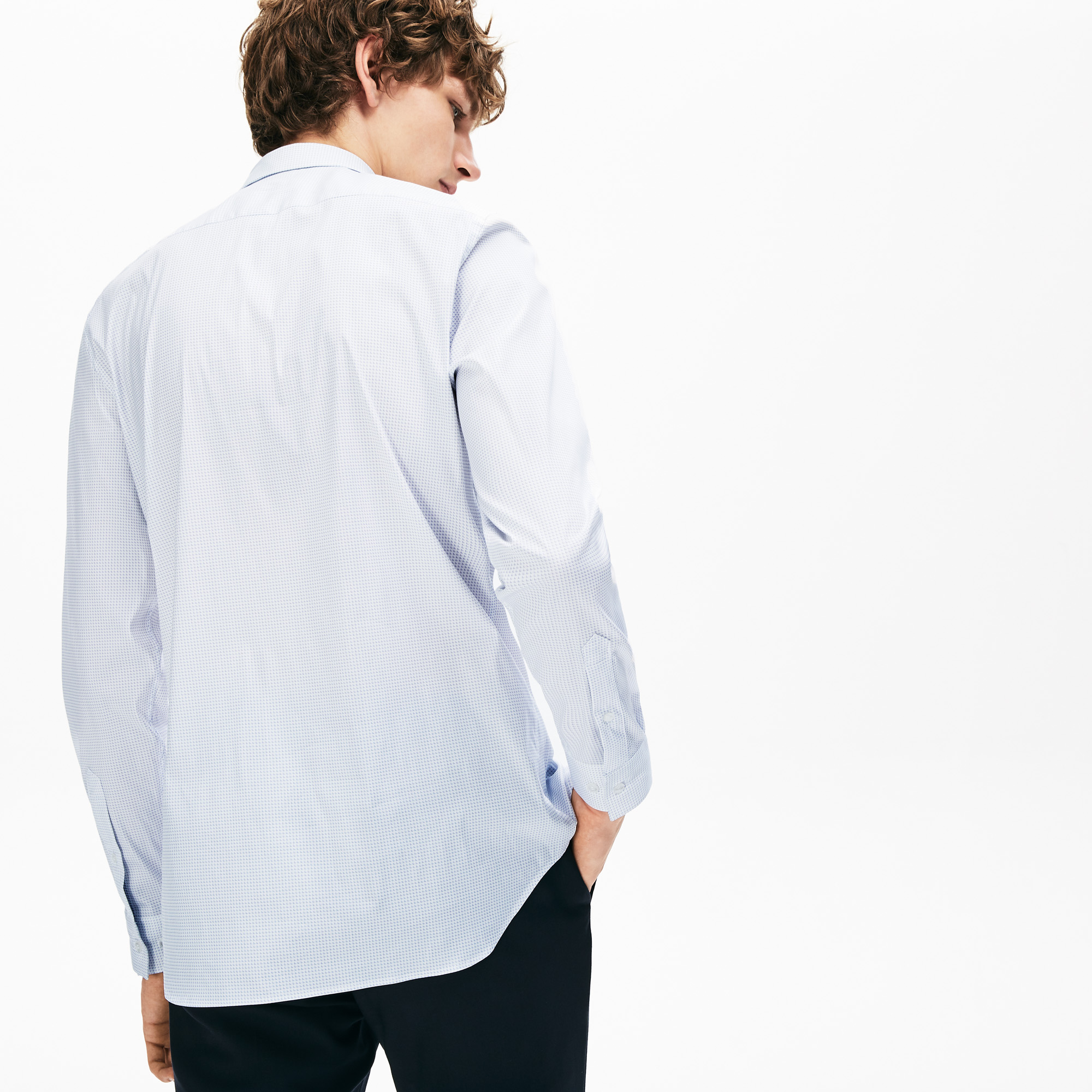 Lacoste Erkek Slim Fit Desenli Açık Mavi Gömlek