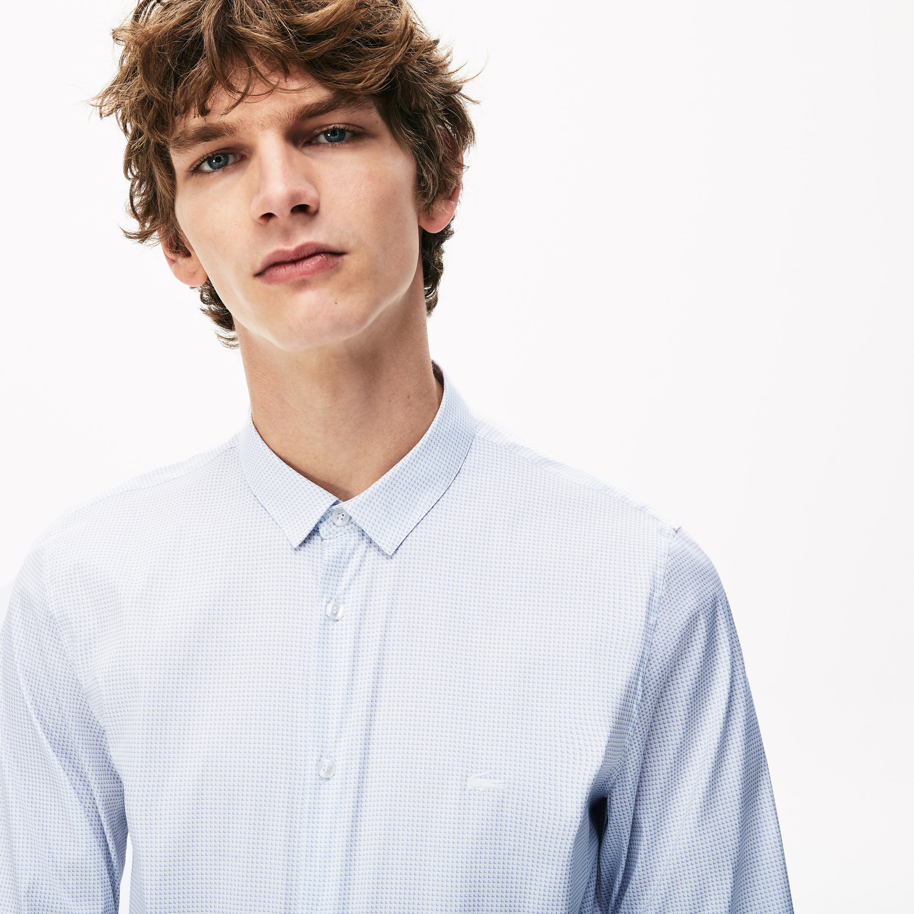 Lacoste Erkek Slim Fit Desenli Açık Mavi Gömlek