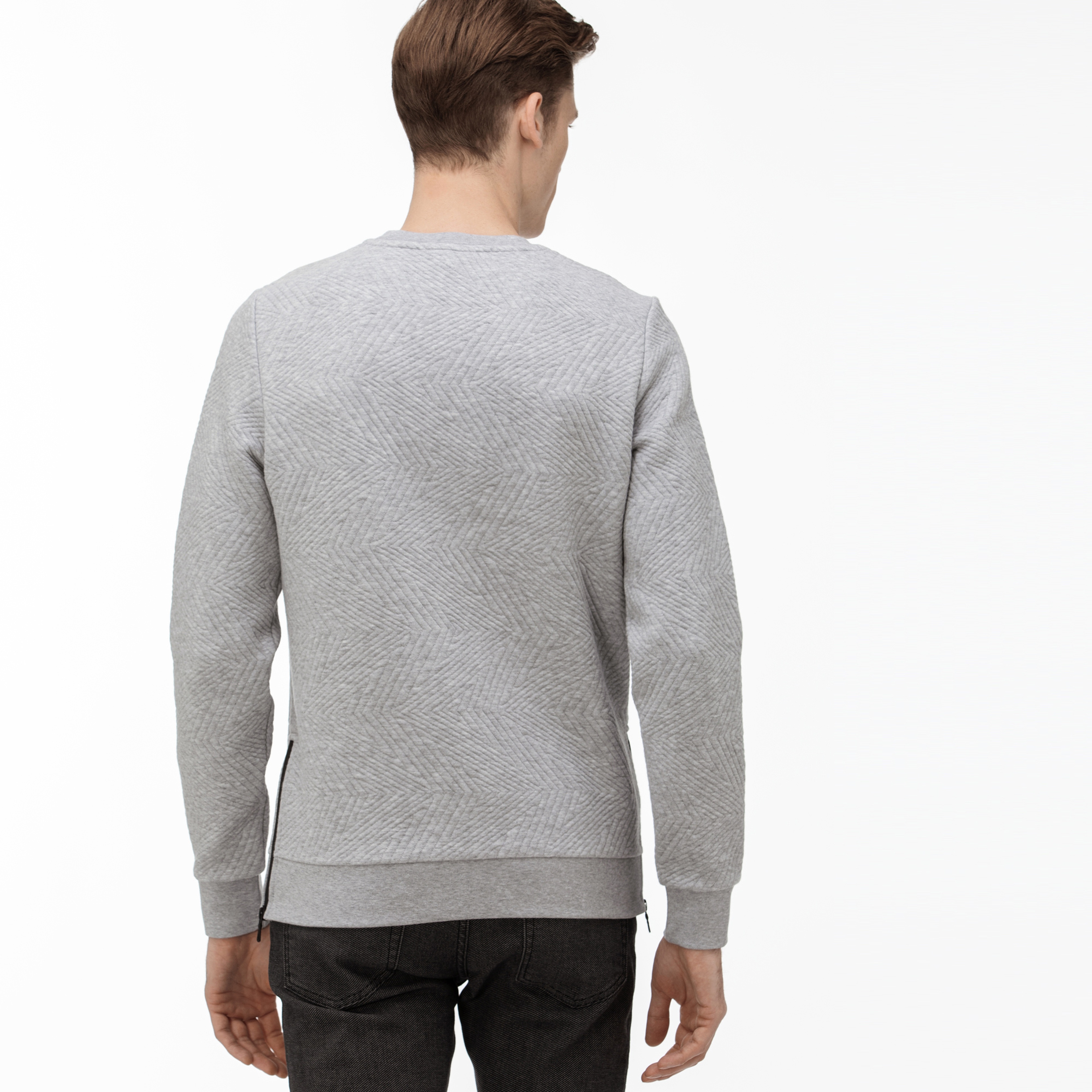 Lacoste Erkek Bisiklet Yaka Fermuar Detaylı Gri Sweatshirt