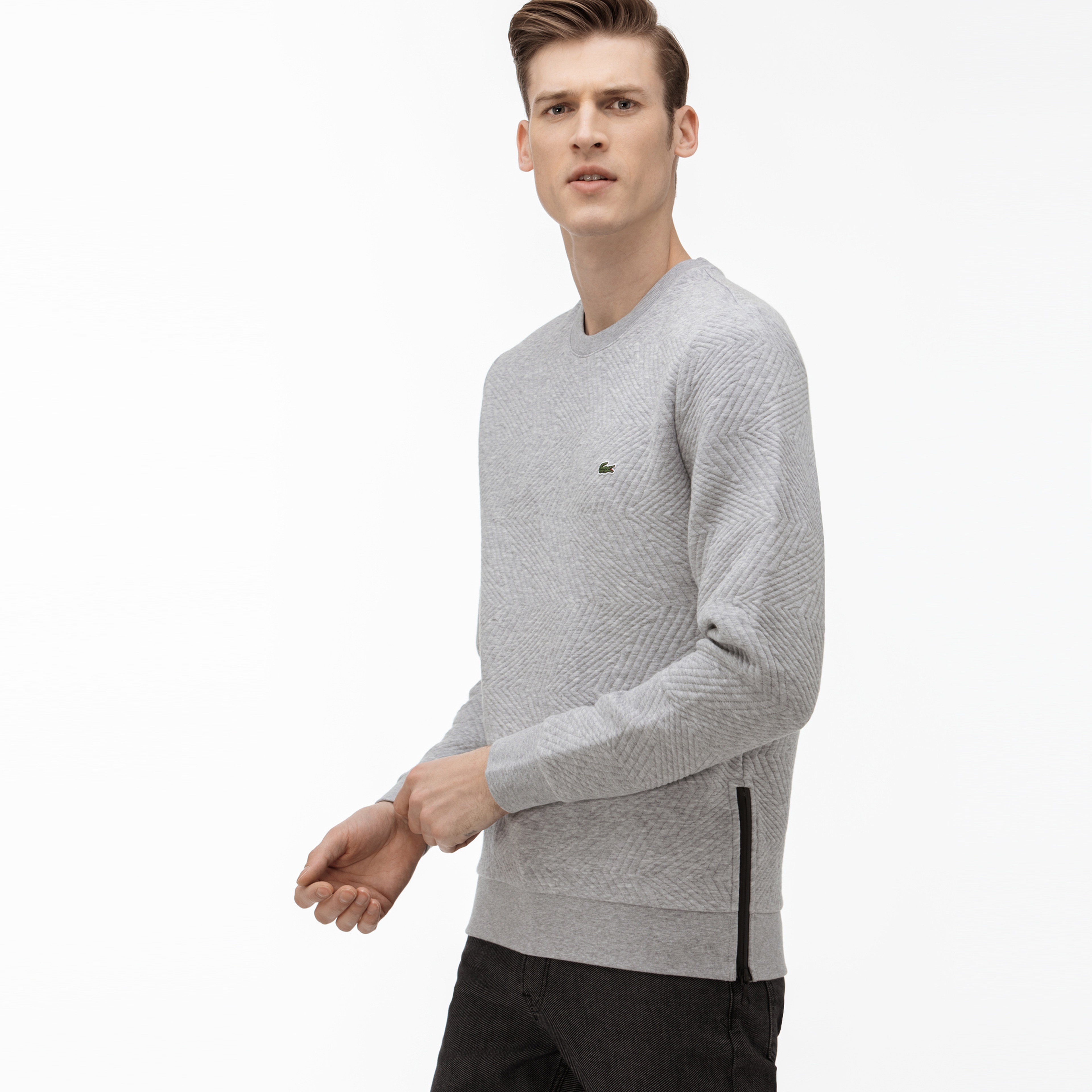 Lacoste Erkek Bisiklet Yaka Fermuar Detaylı Gri Sweatshirt