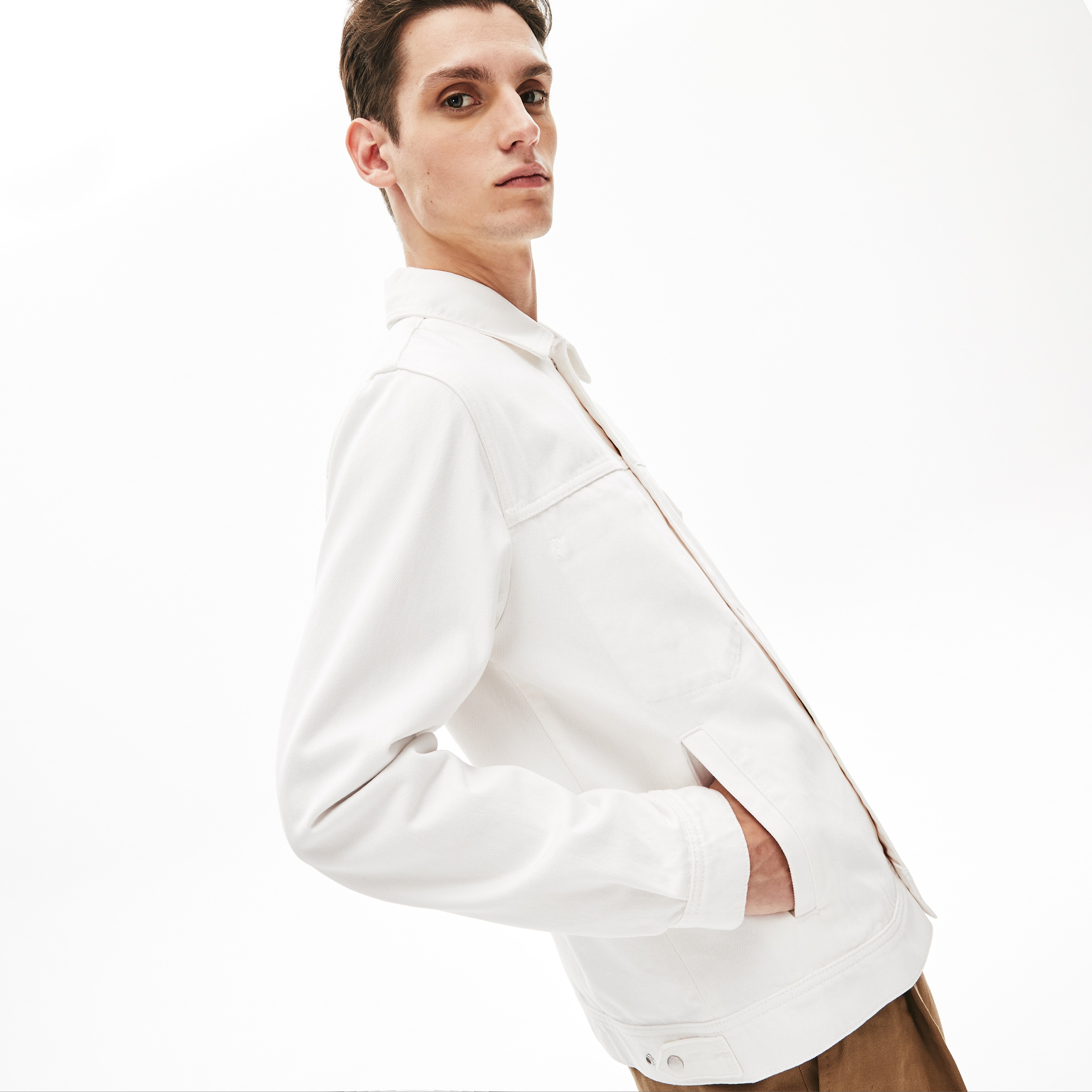 Lacoste Erkek Denim Beyaz Ceket