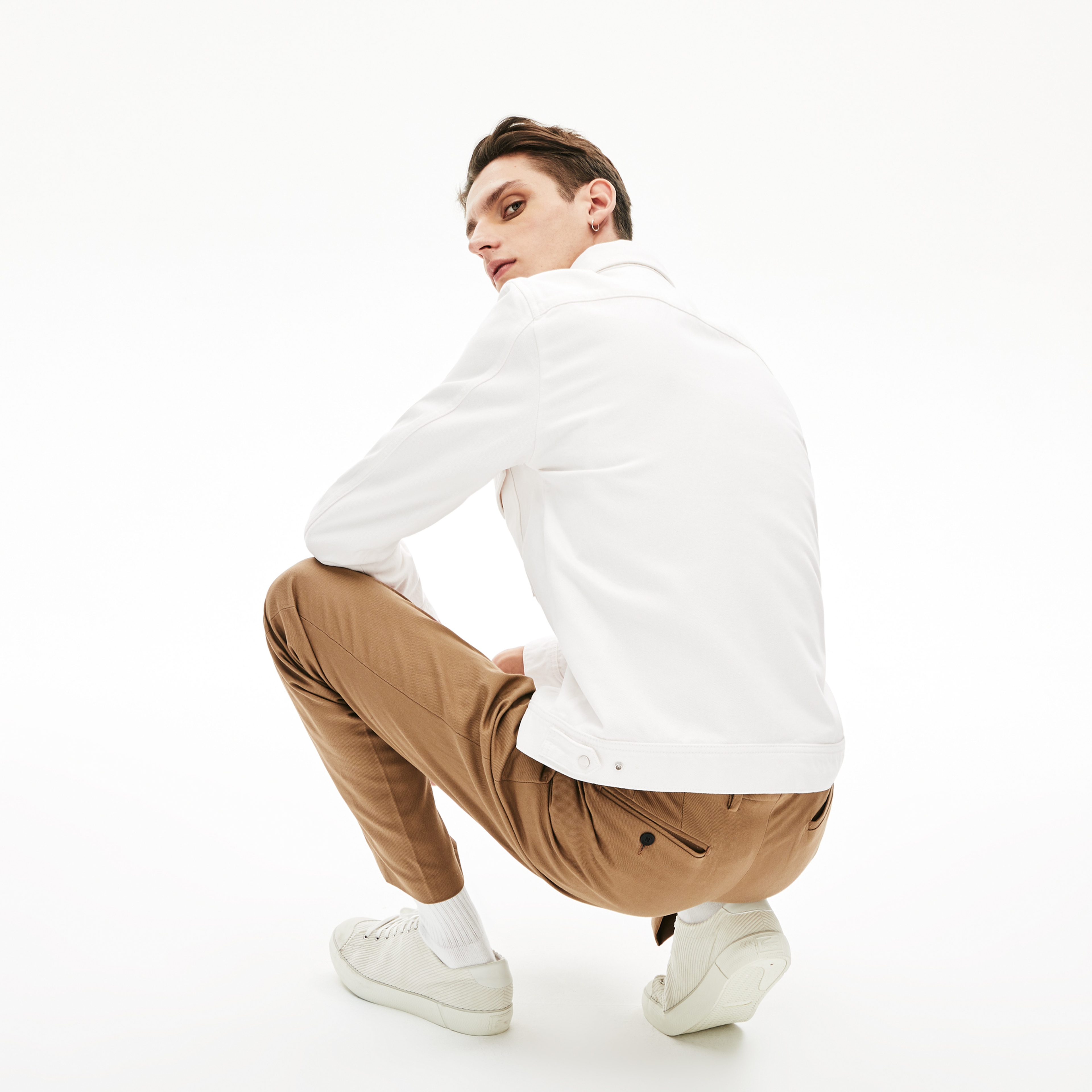 Lacoste Erkek Denim Beyaz Ceket