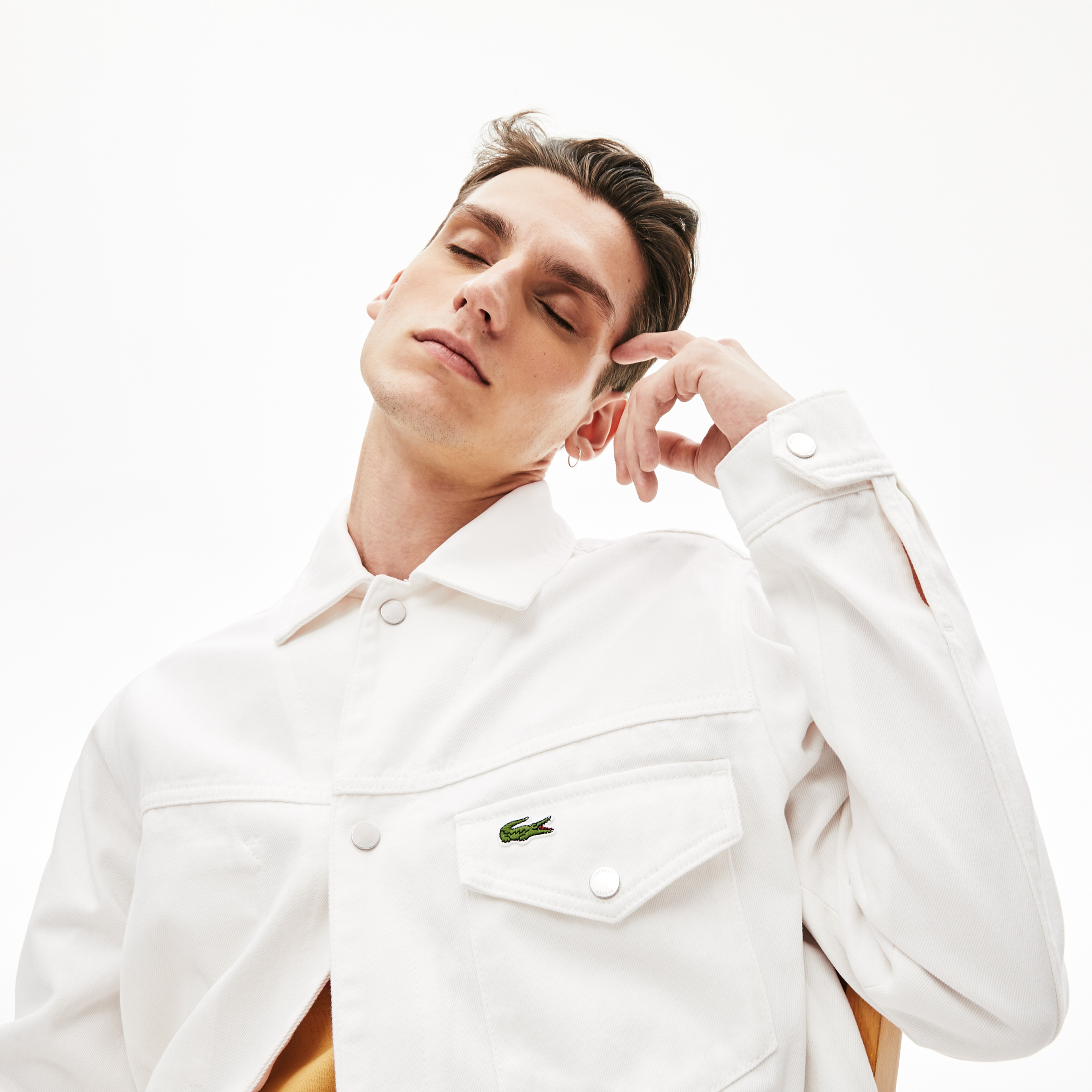 Lacoste Erkek Denim Beyaz Ceket