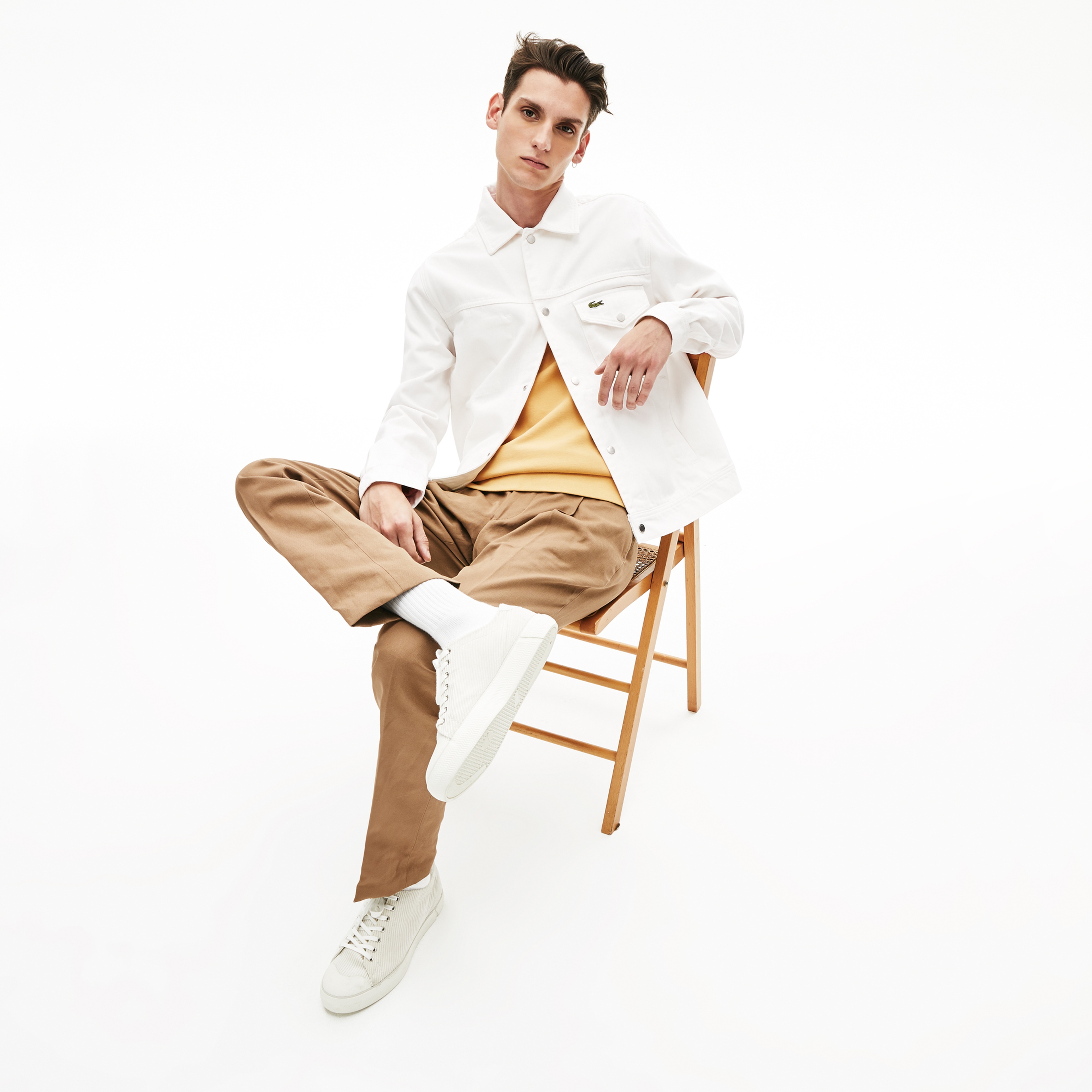 Lacoste Erkek Denim Beyaz Ceket