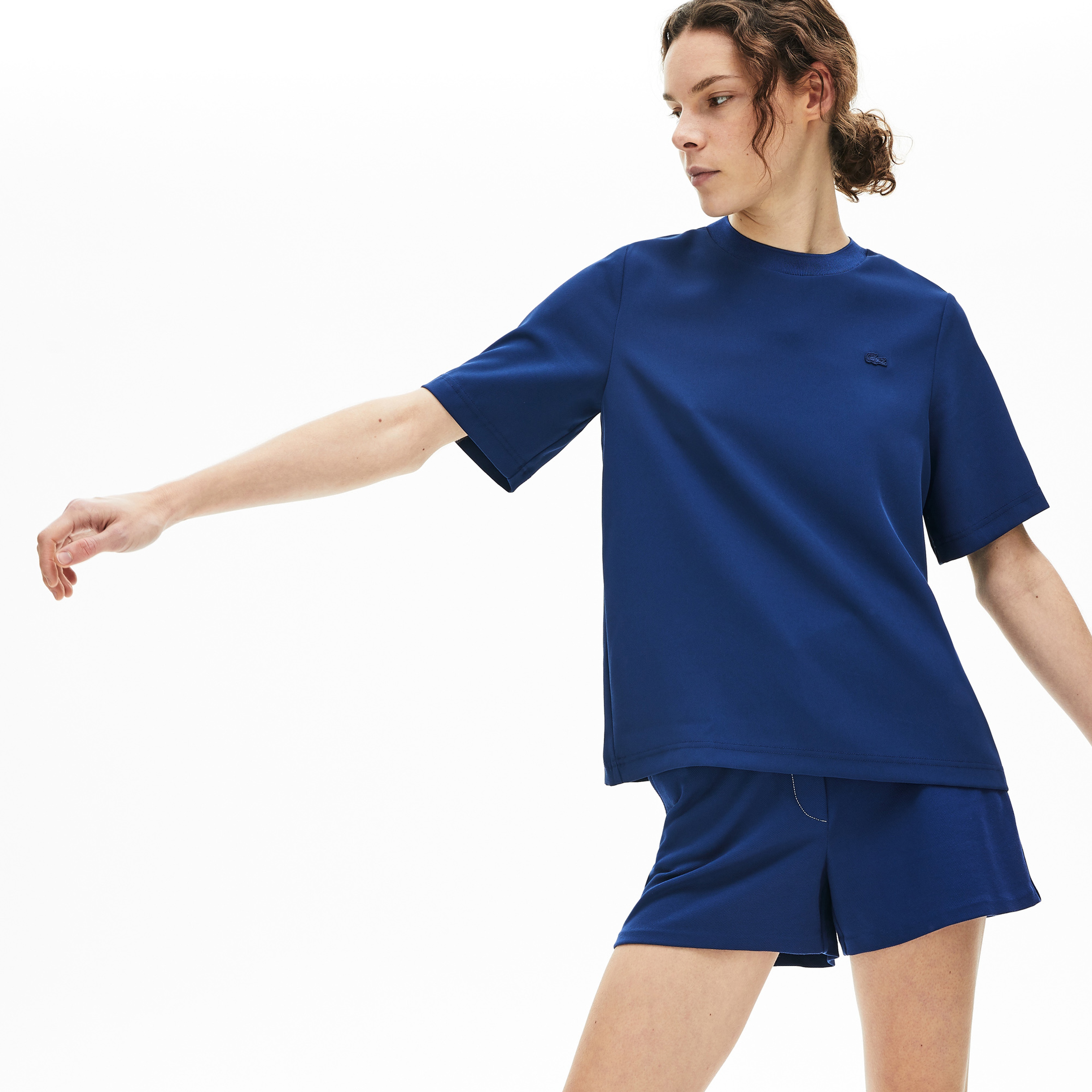 Lacoste Motion Kadın Bisiklet Yaka Kısa Kollu Saks Mavi Bluz