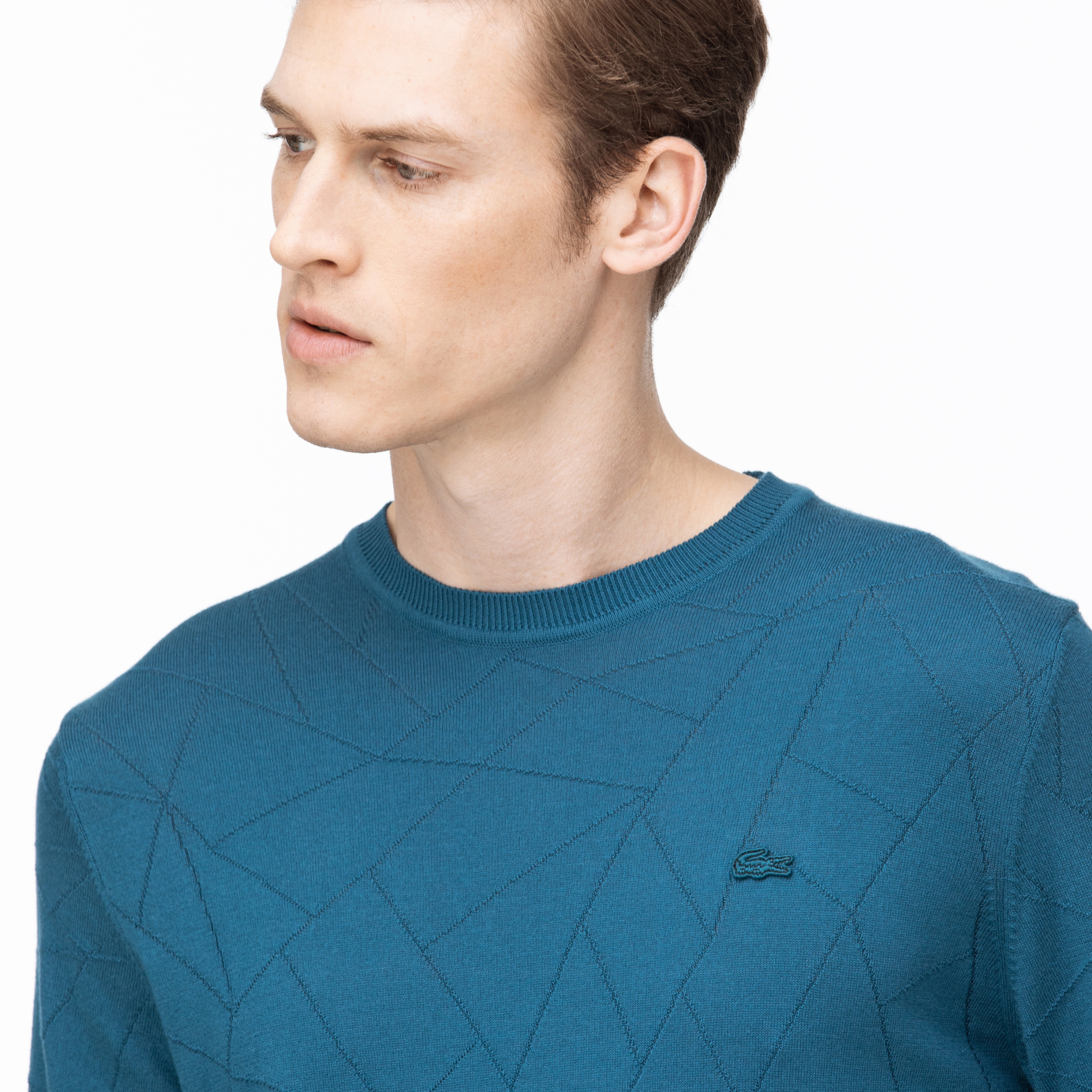 Lacoste Erkek Bisiklet Yaka Mavi Triko Kazak