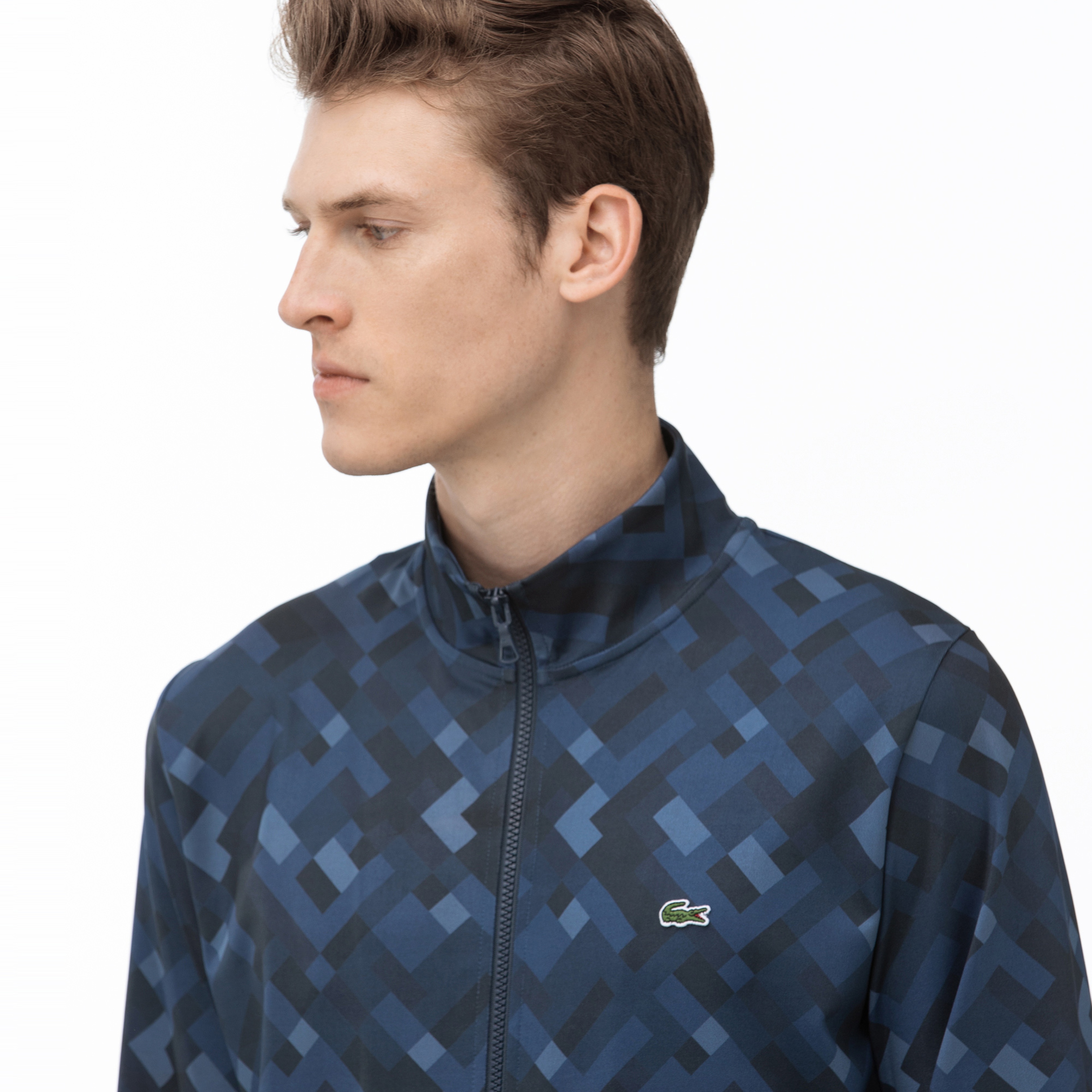 Lacoste Erkek Fermuarlı Desenli Lacivert Sweatshirt