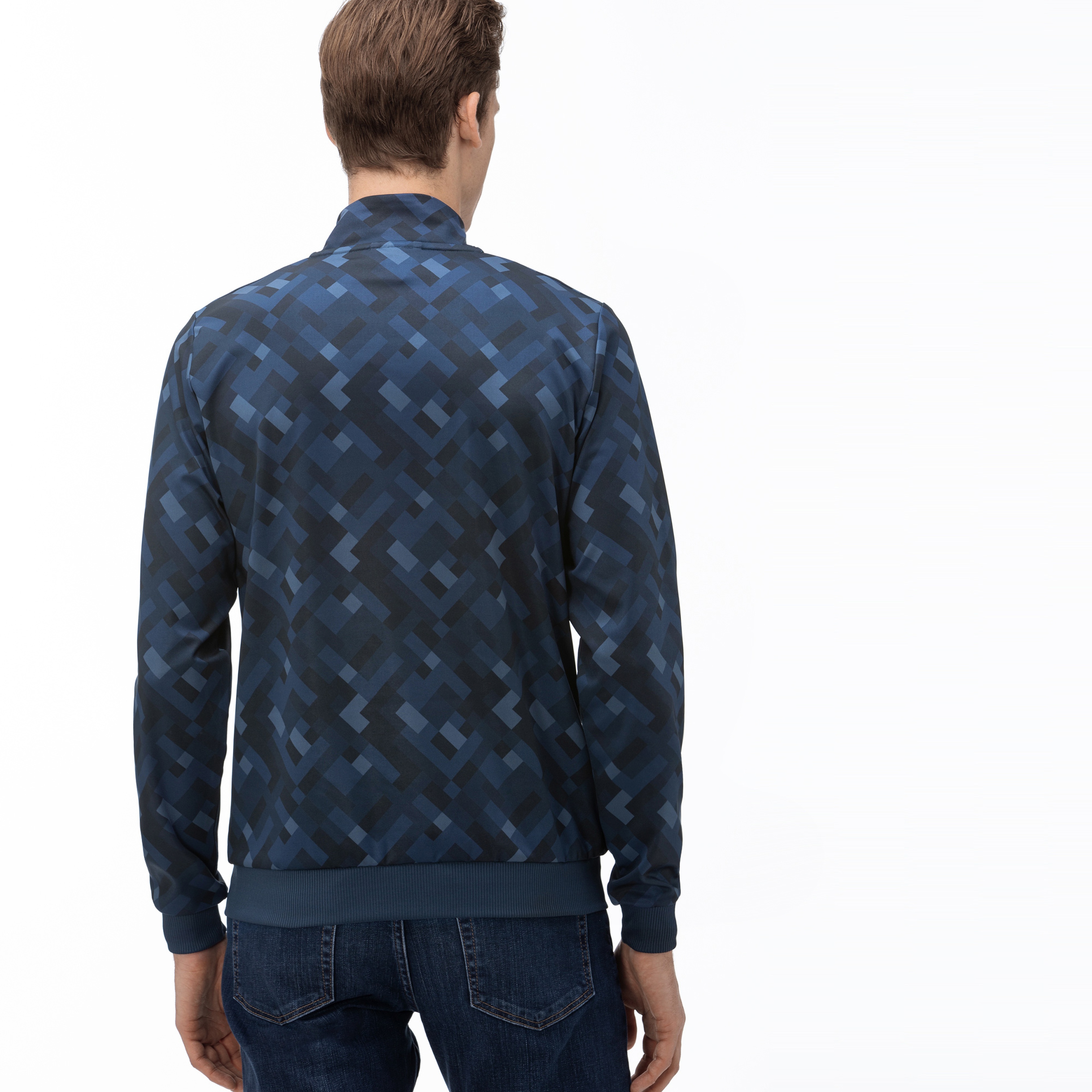 Lacoste Erkek Fermuarlı Desenli Lacivert Sweatshirt