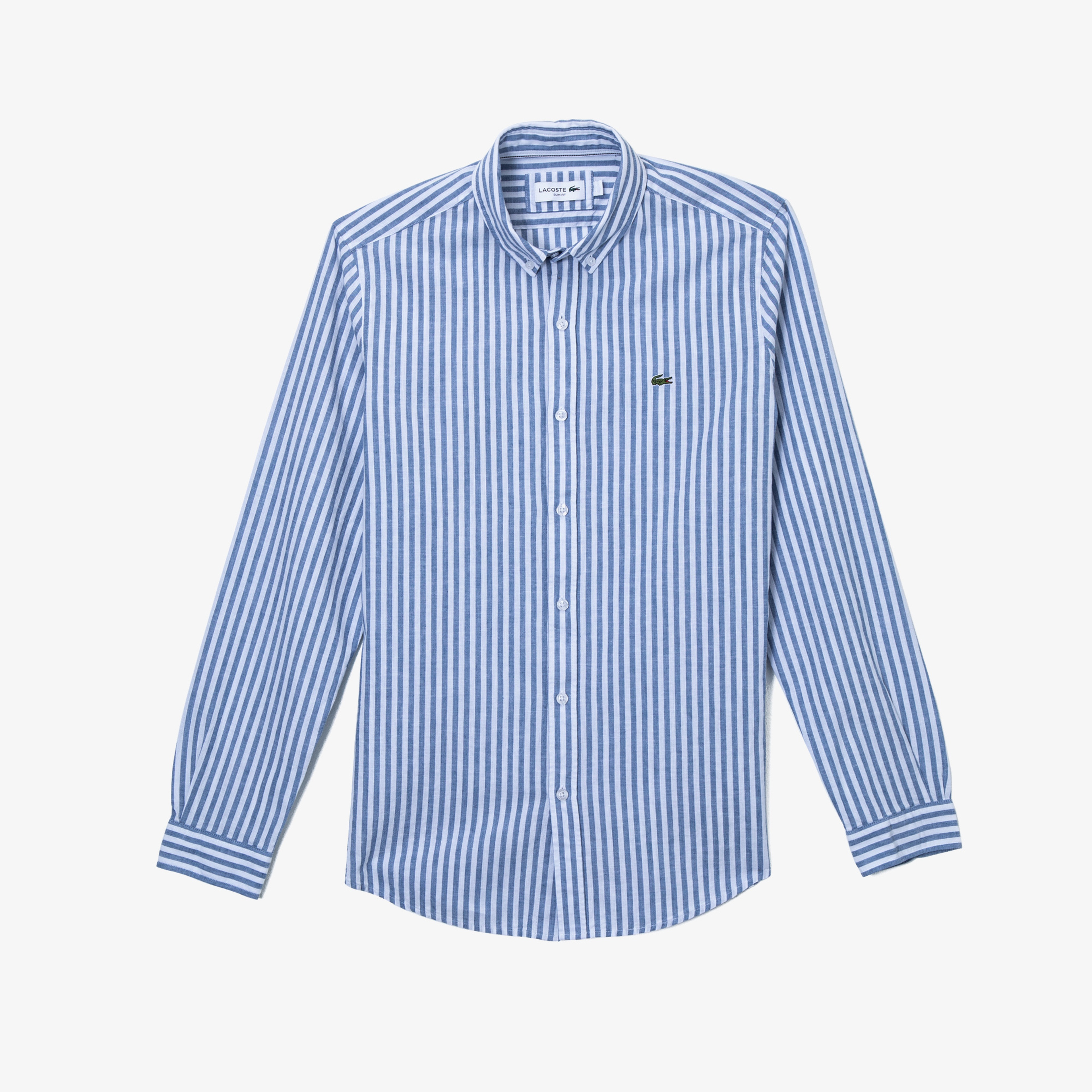 Lacoste Erkek Slim Fit Çizgili Lacivert Gömlek