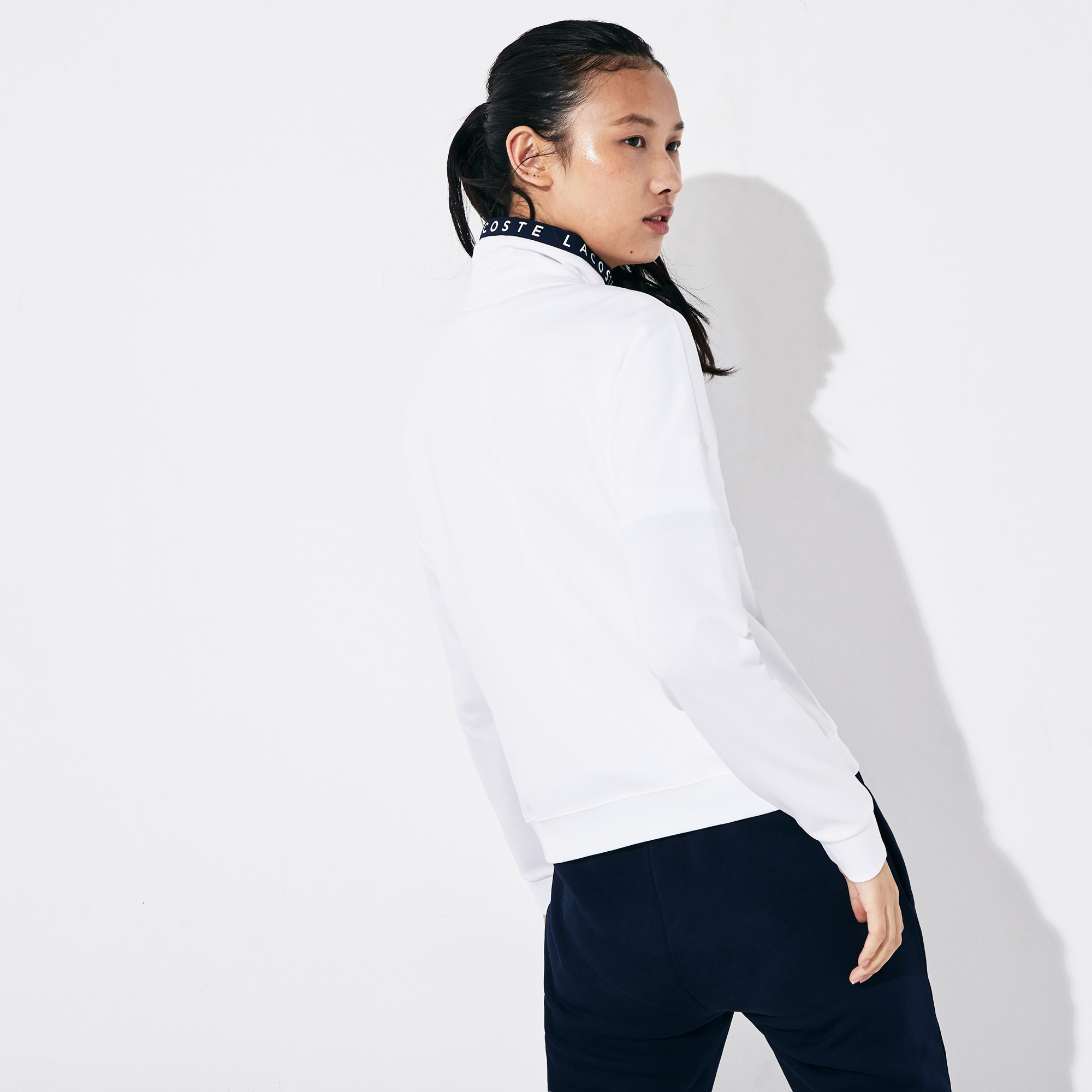 Lacoste Sport Kadın Fermuarlı Beyaz Sweatshirt