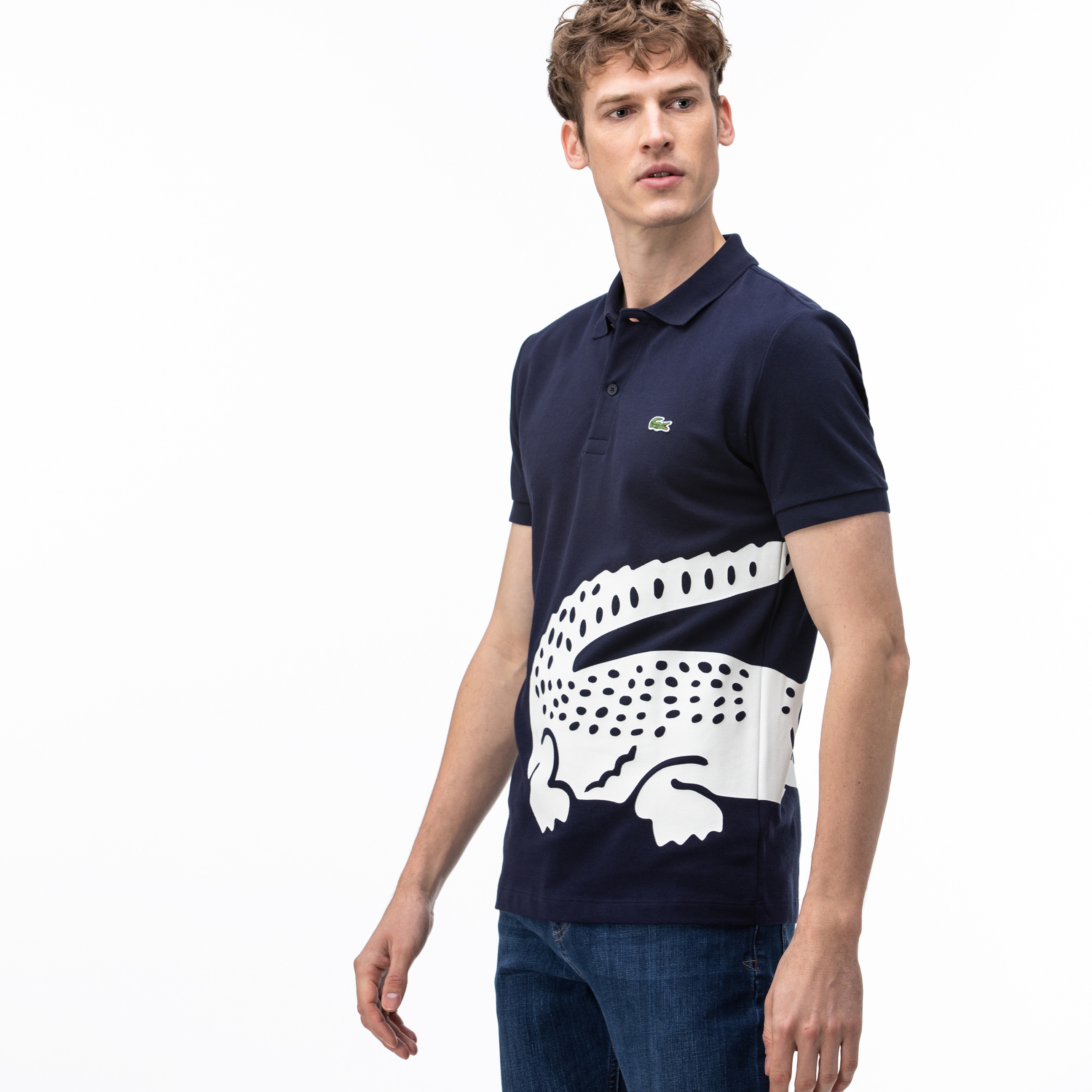Lacoste Erkek Regular Fit Timsah Baskılı Lacivert Polo