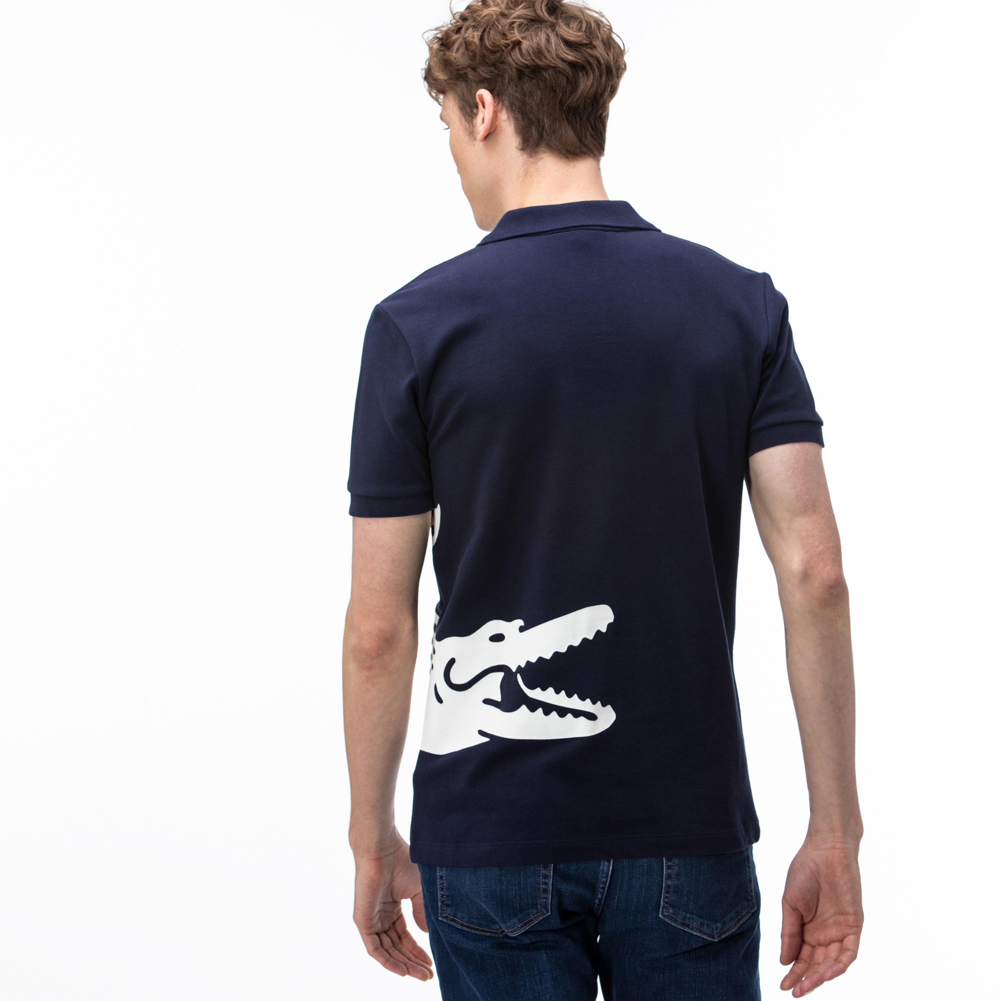 Lacoste Erkek Regular Fit Timsah Baskılı Lacivert Polo