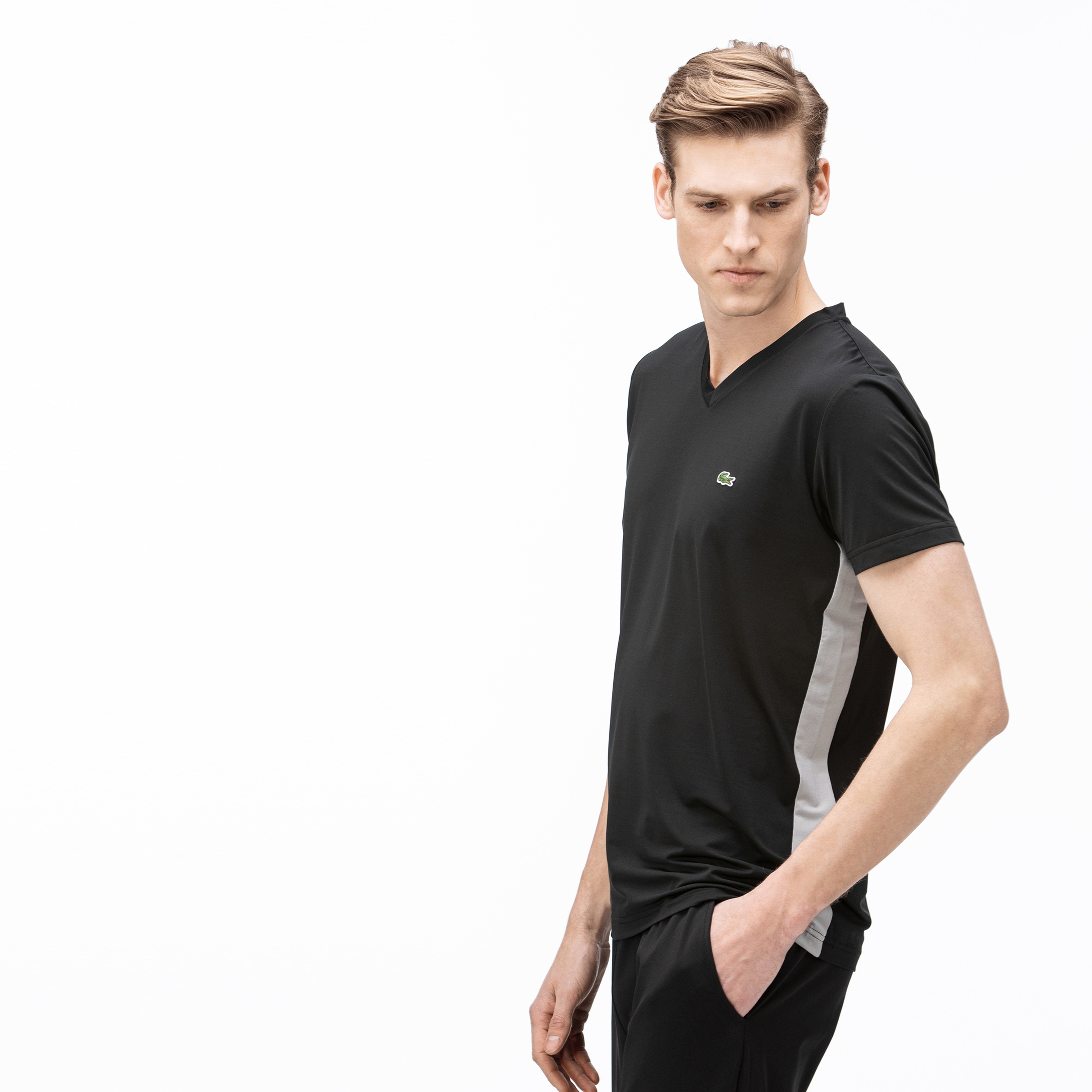 Lacoste Erkek V Yaka Siyah T-Shirt