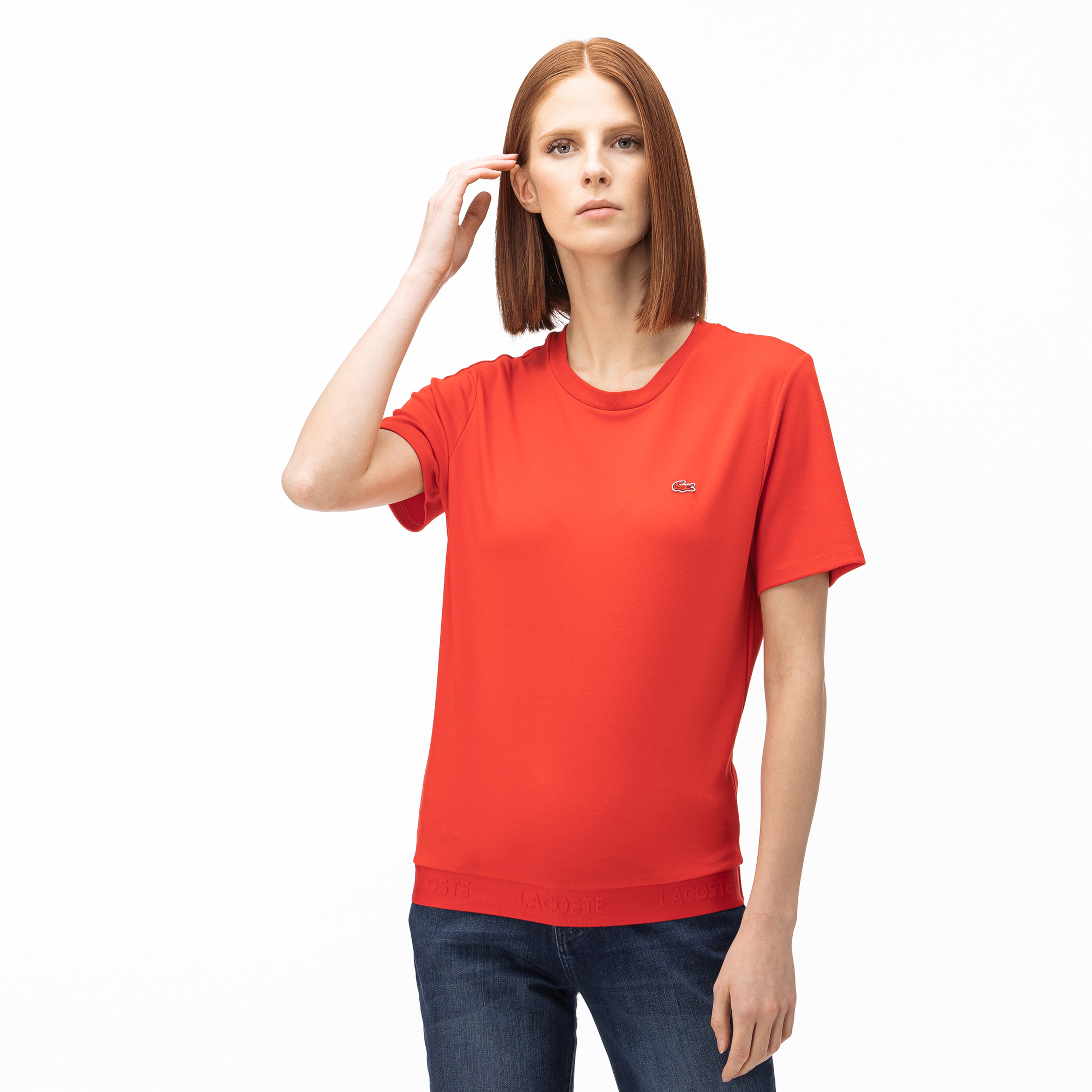 Lacoste Kadın Kayık Yaka Kırmızı T-Shirt