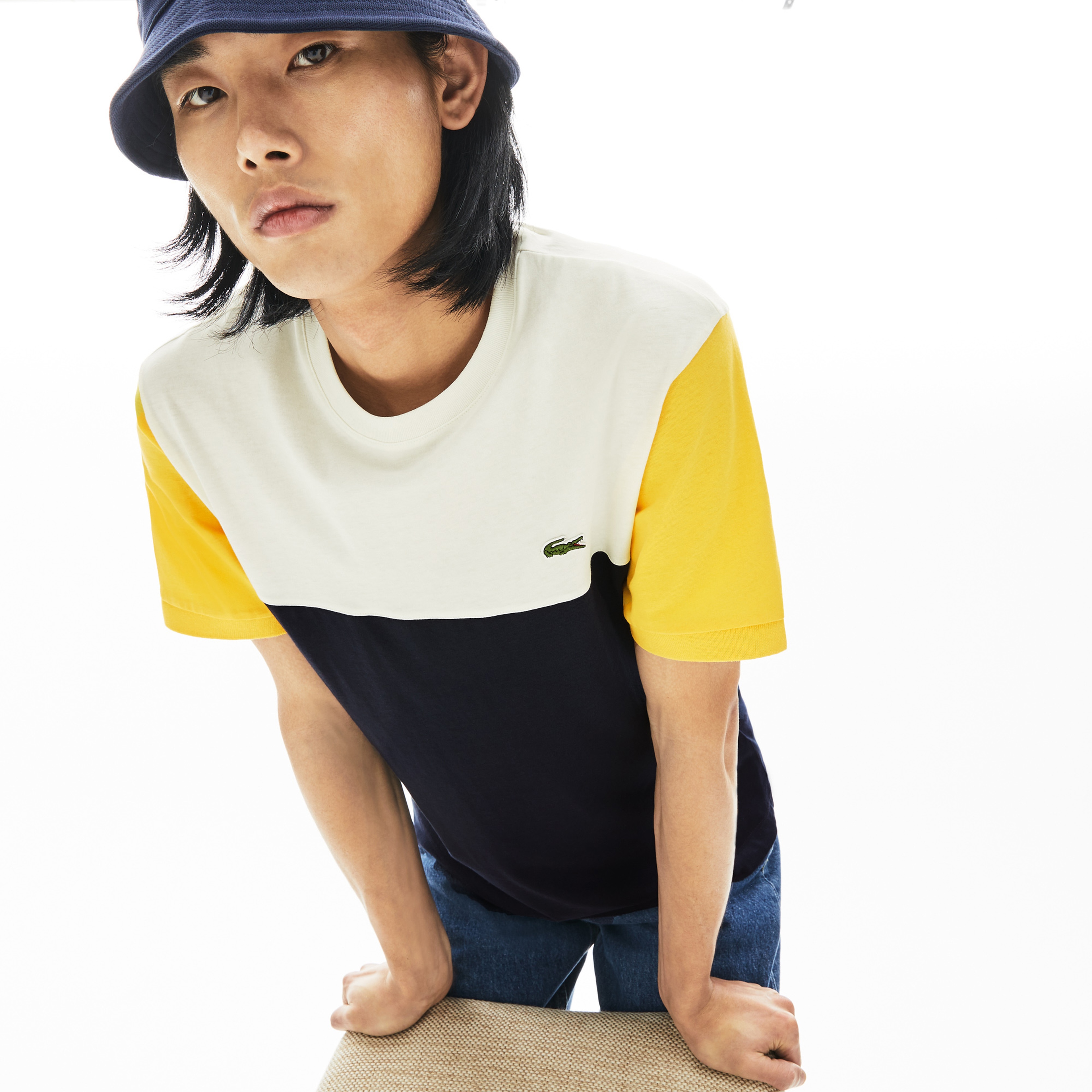 Lacoste Erkek Bisiklet Yaka Blok Desenli Renkli T-Shirt