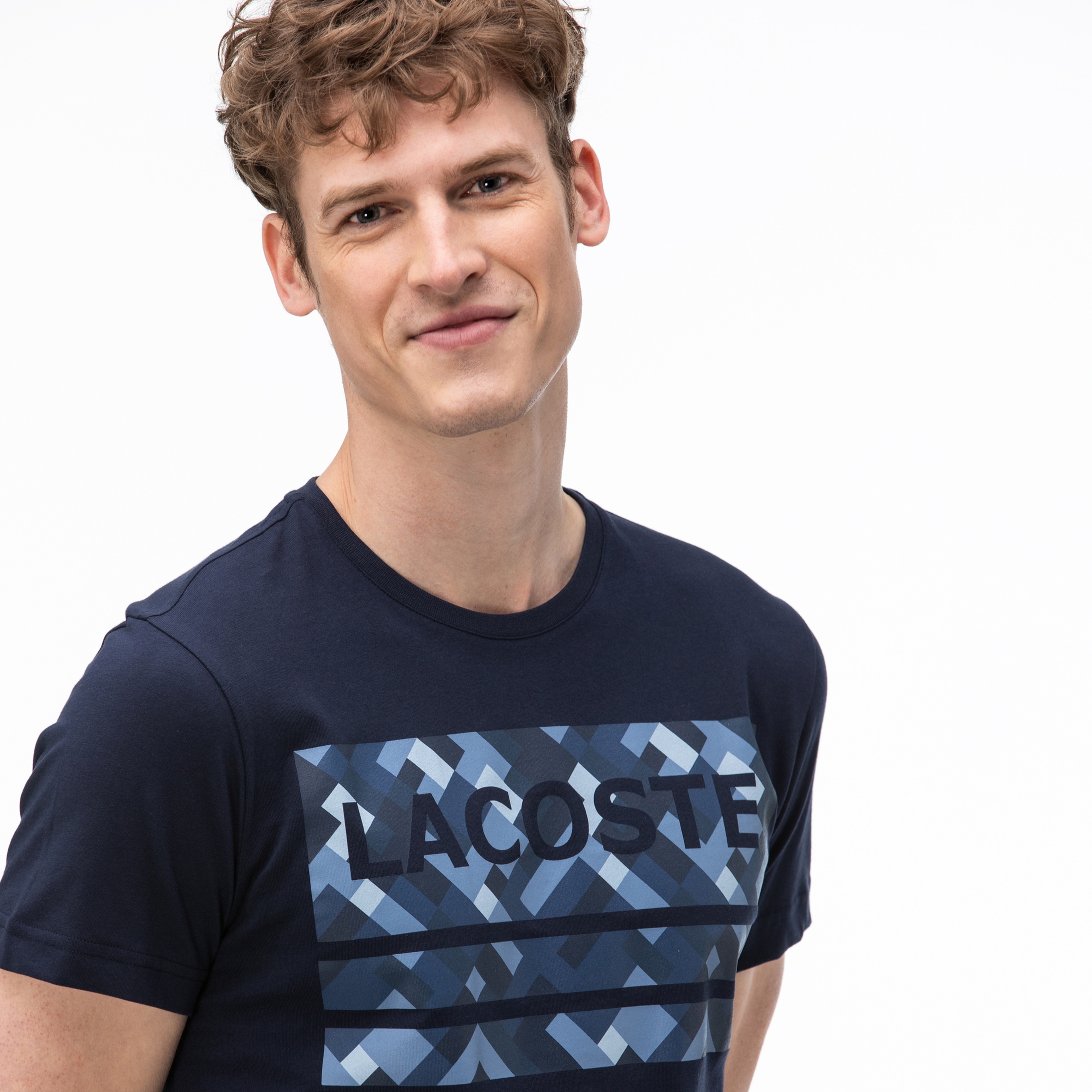 Lacoste Erkek Bisiklet Yaka Baskılı Lacivert T-Shirt