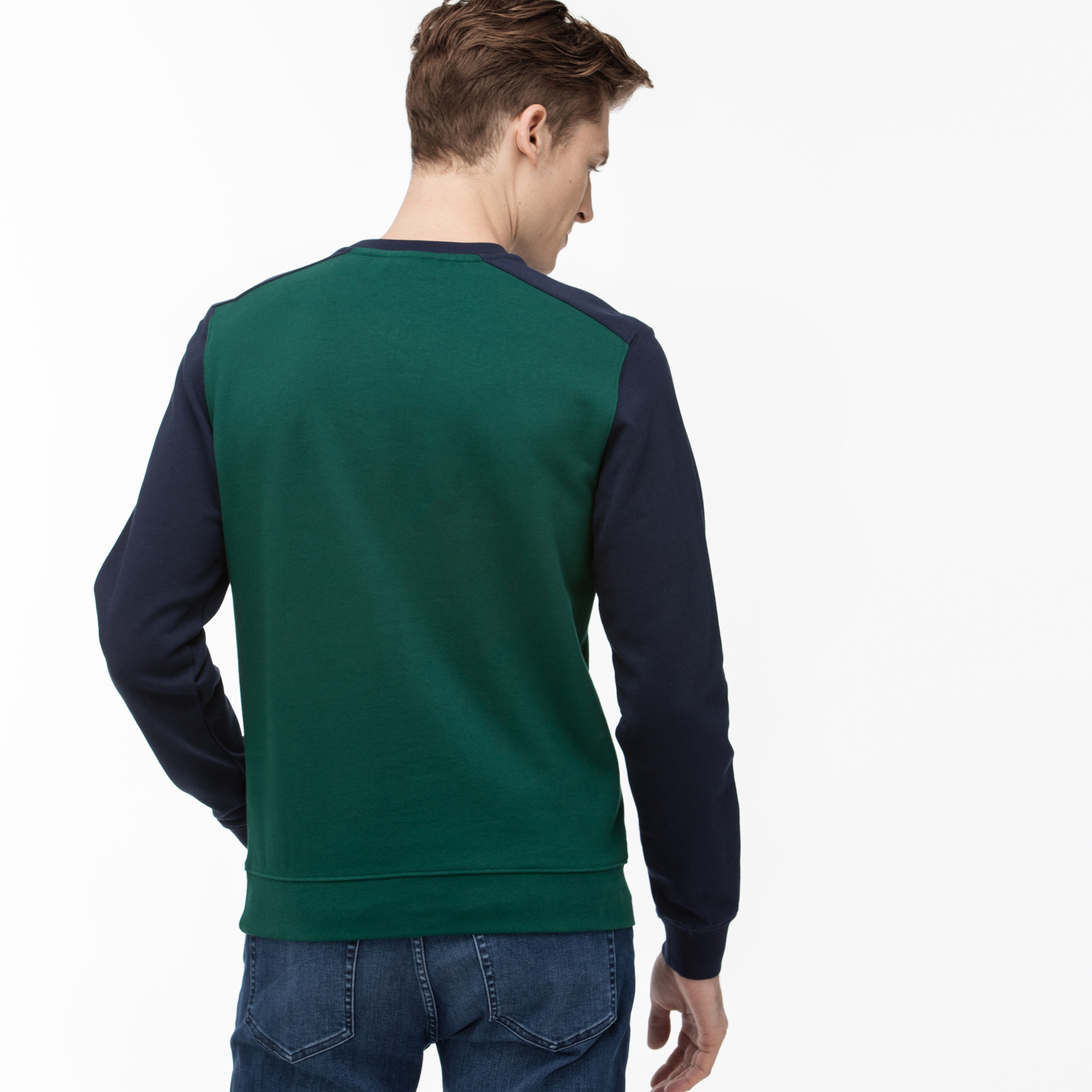 Lacoste Erkek Blok Desenli Bisiklet Yaka Lacivert Sweatshirt