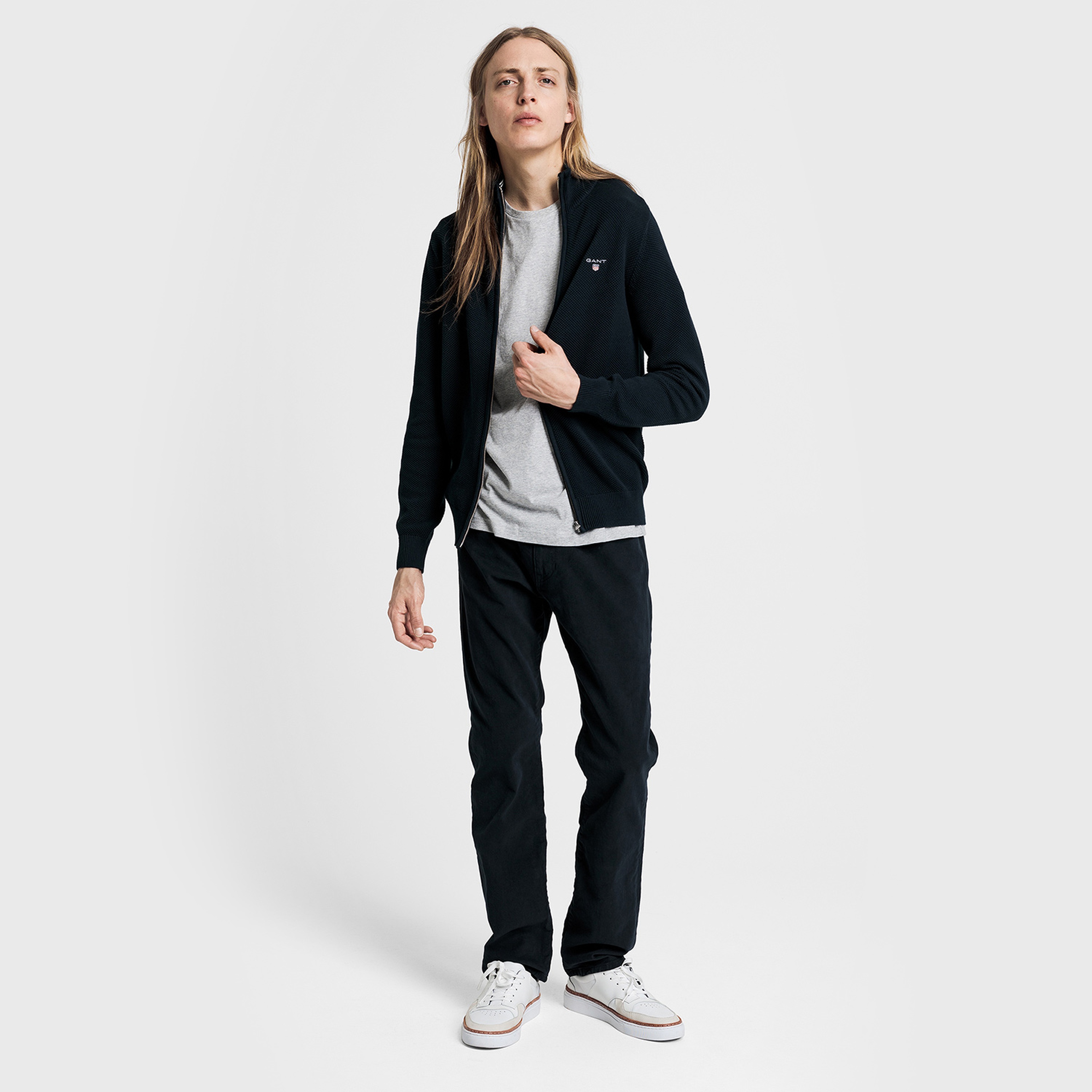 GANT Erkek Lacivert Regular Fit Triko Hırka