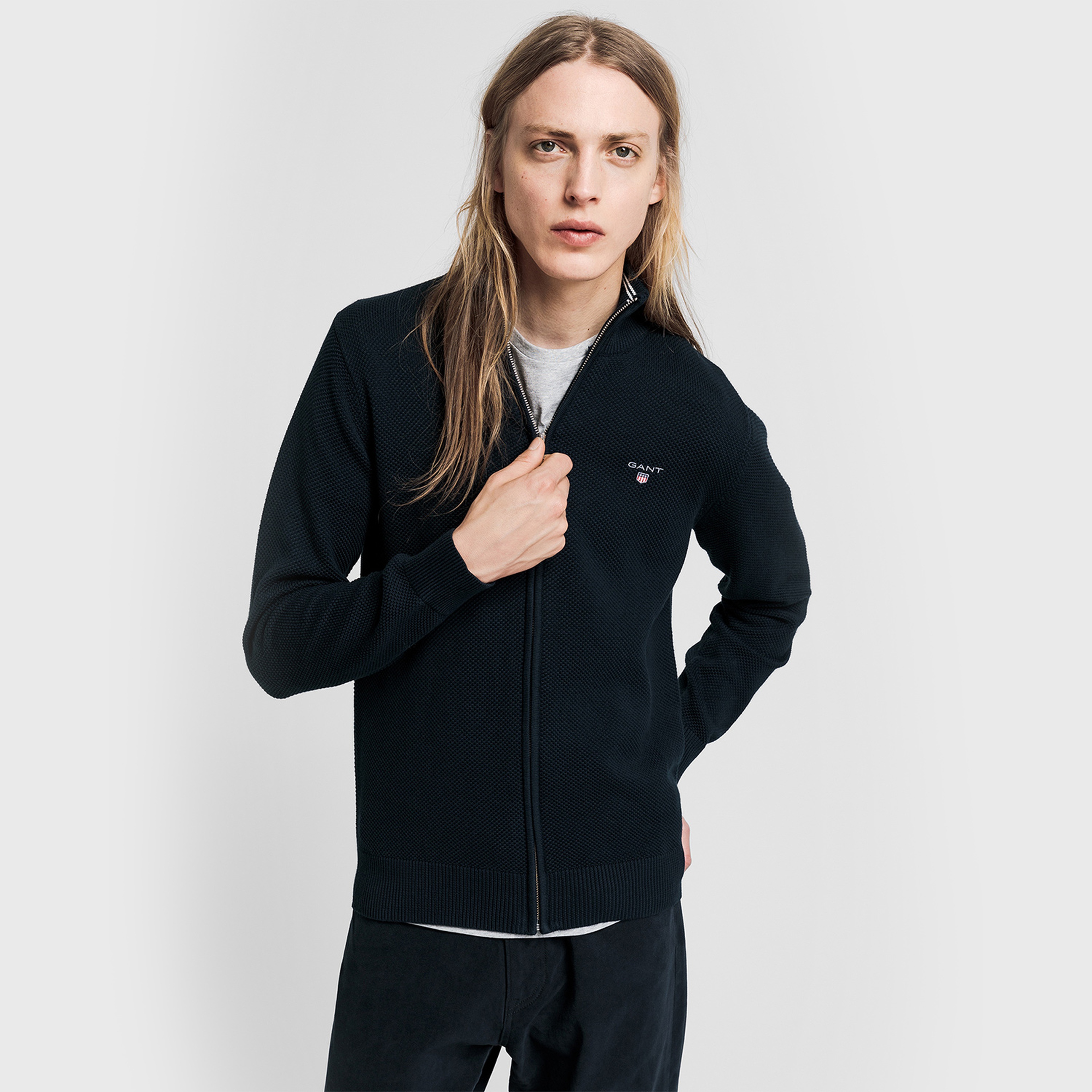 GANT Erkek Lacivert Regular Fit Triko Hırka