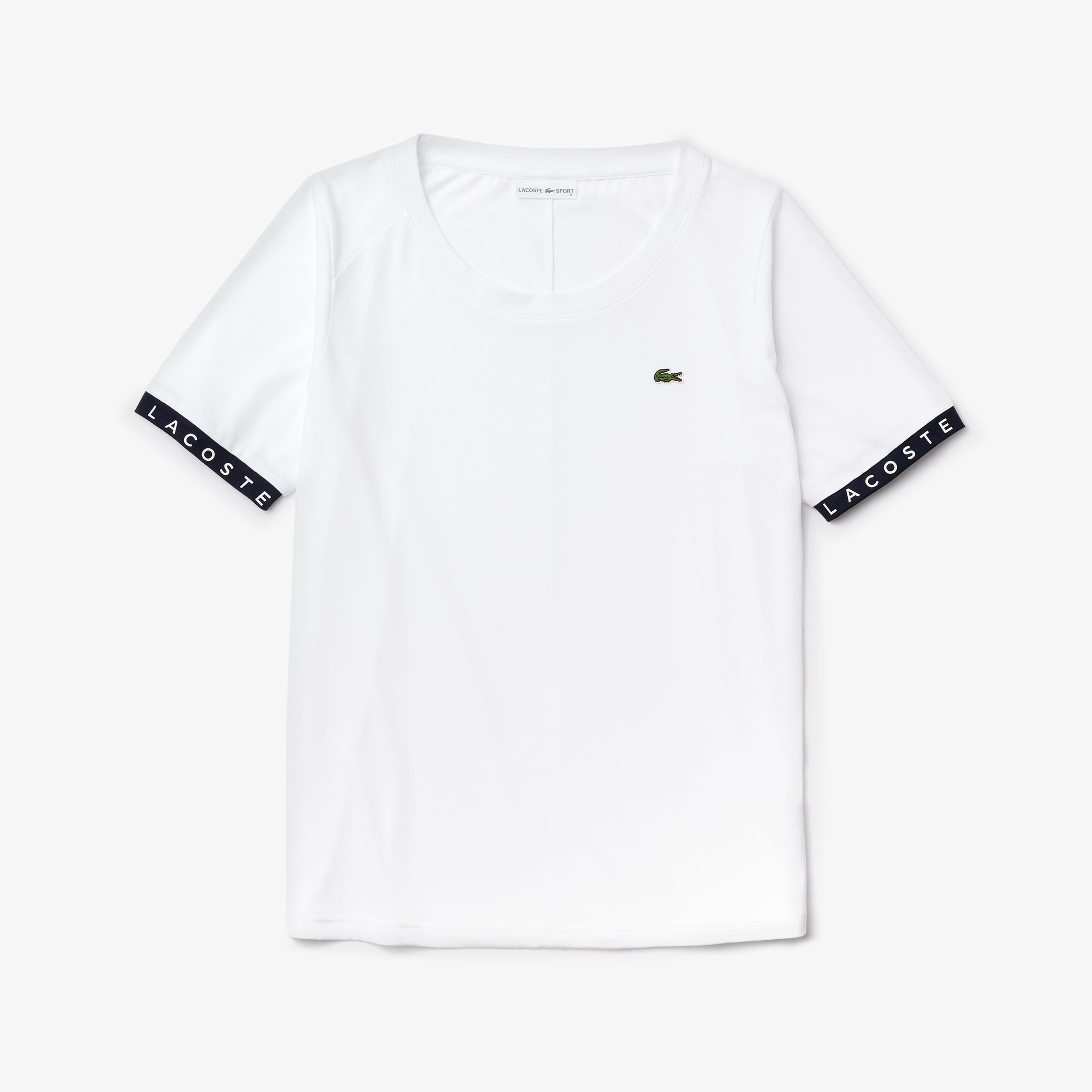 Lacoste Sport Kadın Kayık Yaka Baskılı Beyaz T-Shirt