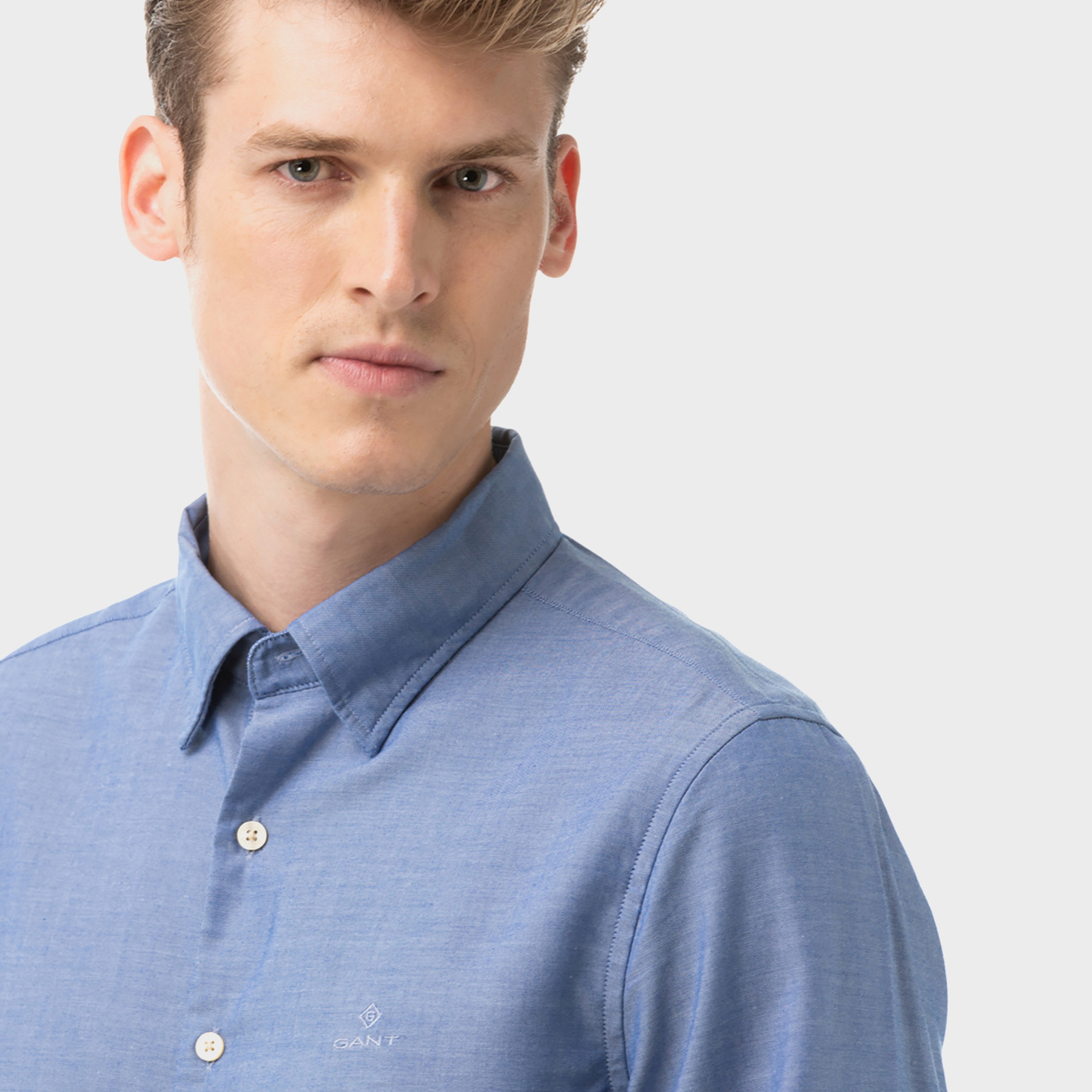 GANT Erkek Mavi Slim Fit Tech Prep Oxford Gömlek