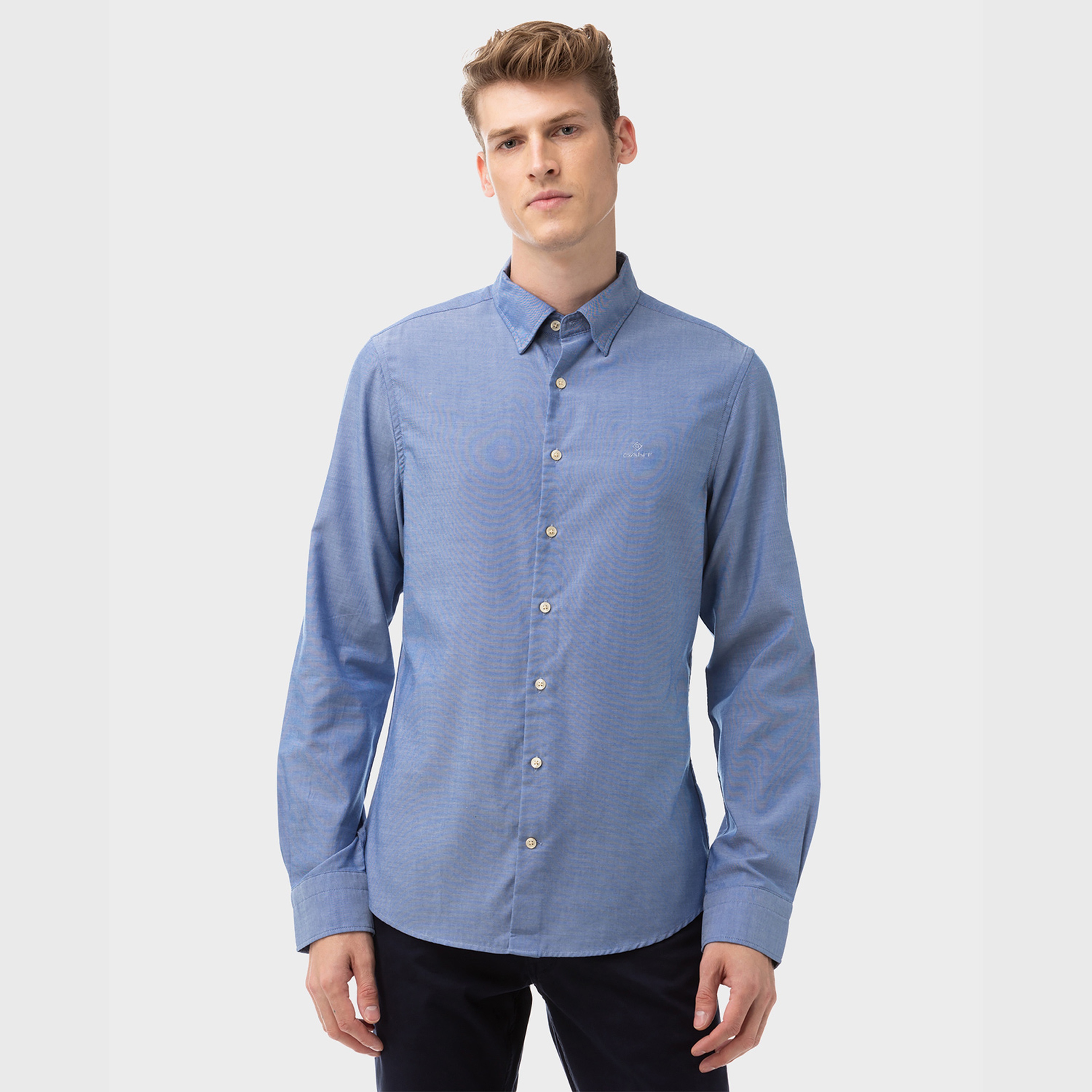 GANT Erkek Mavi Slim Fit Tech Prep Oxford Gömlek