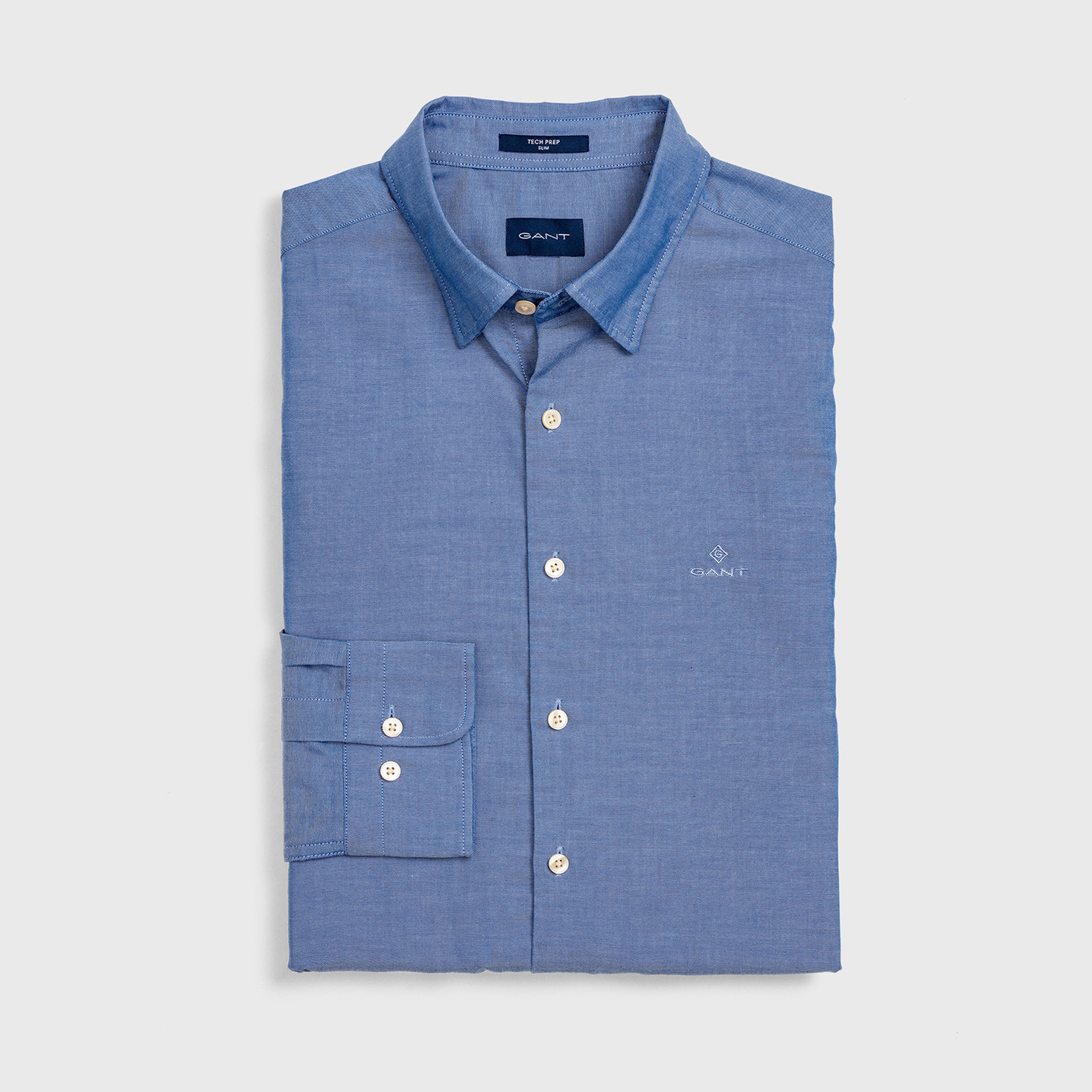 GANT Erkek Mavi Slim Fit Tech Prep Oxford Gömlek