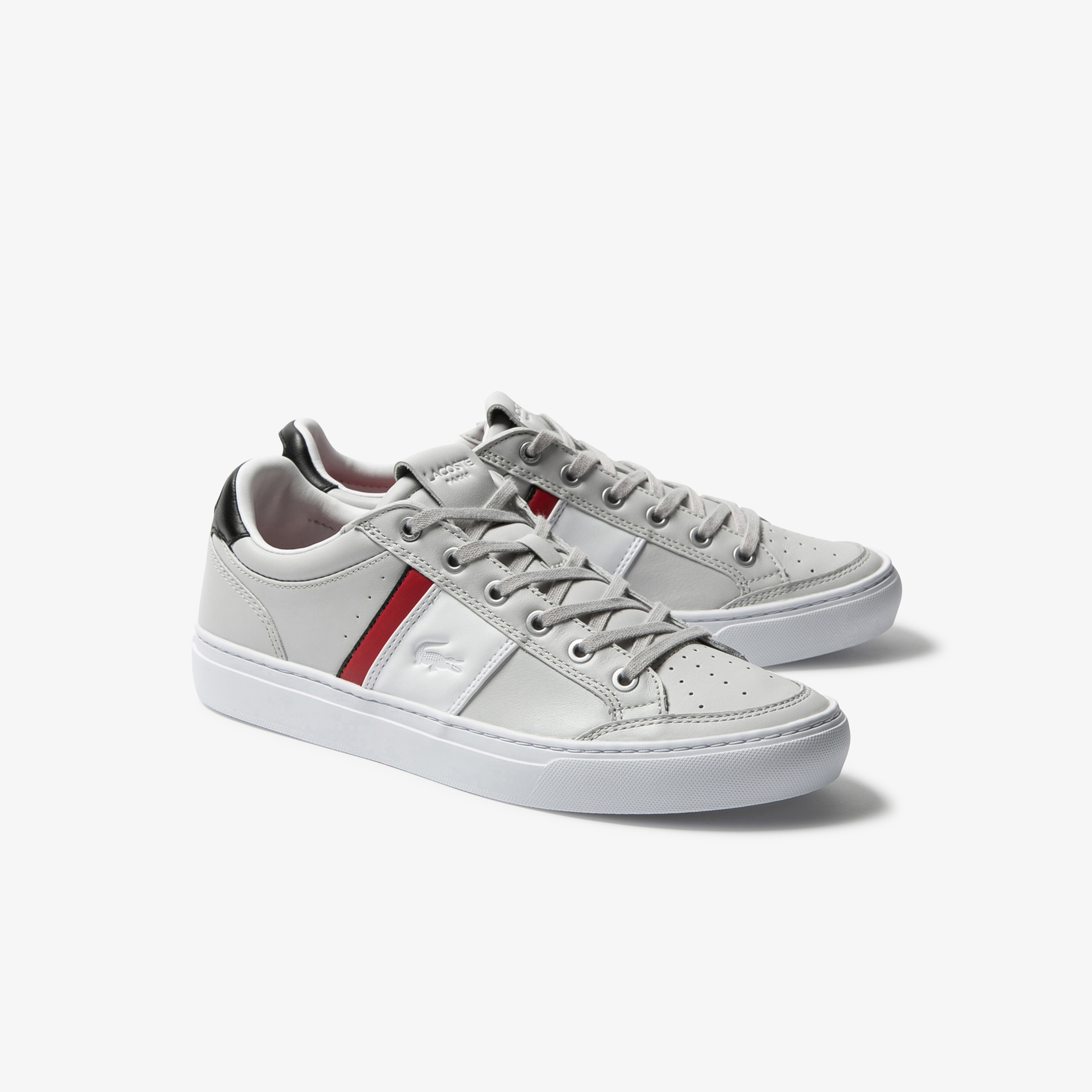 Lacoste Courtline 120 2 Us Cma Erkek Açık Gri Deri Renk Bloklu Sneaker