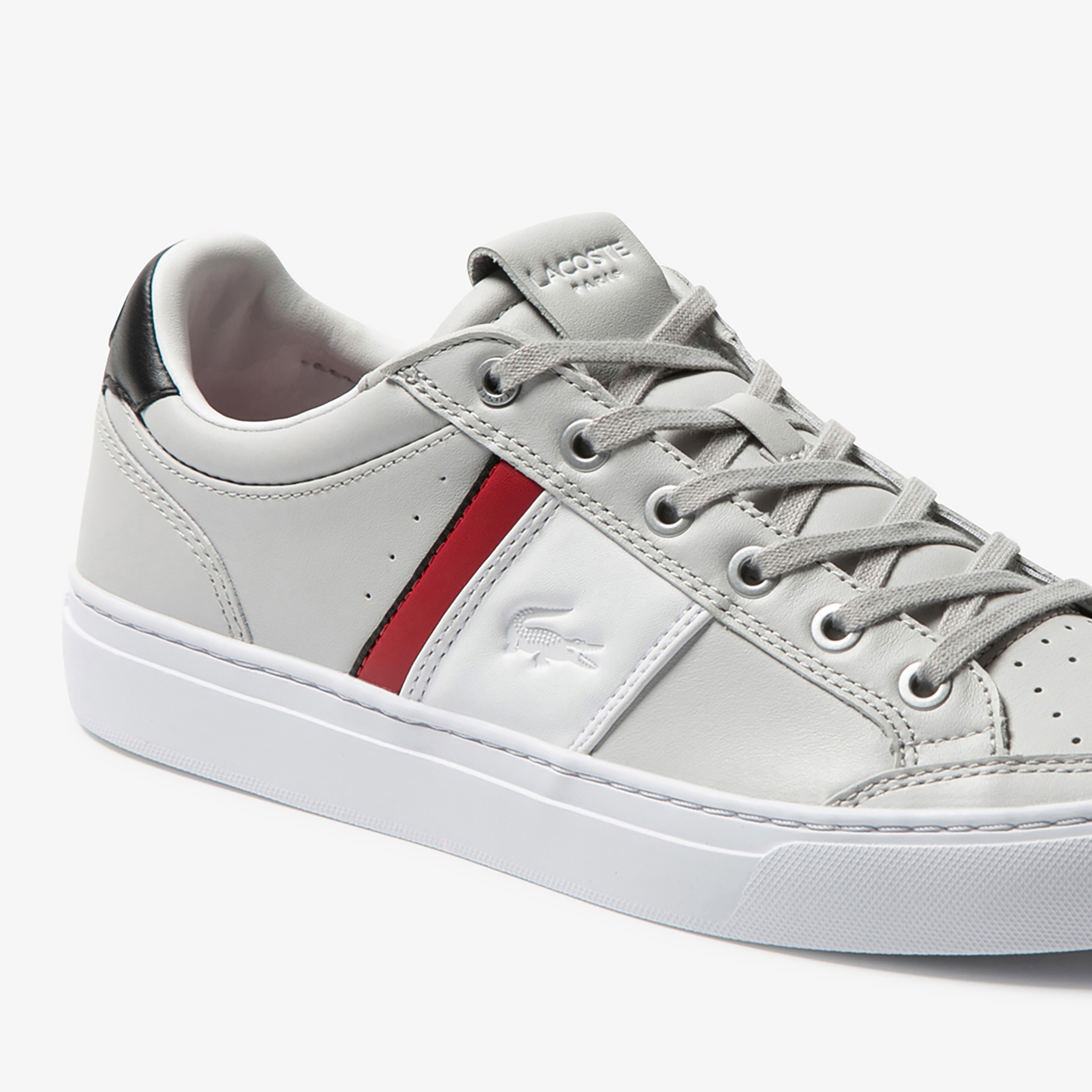 Lacoste Courtline 120 2 Us Cma Erkek Açık Gri Deri Renk Bloklu Sneaker