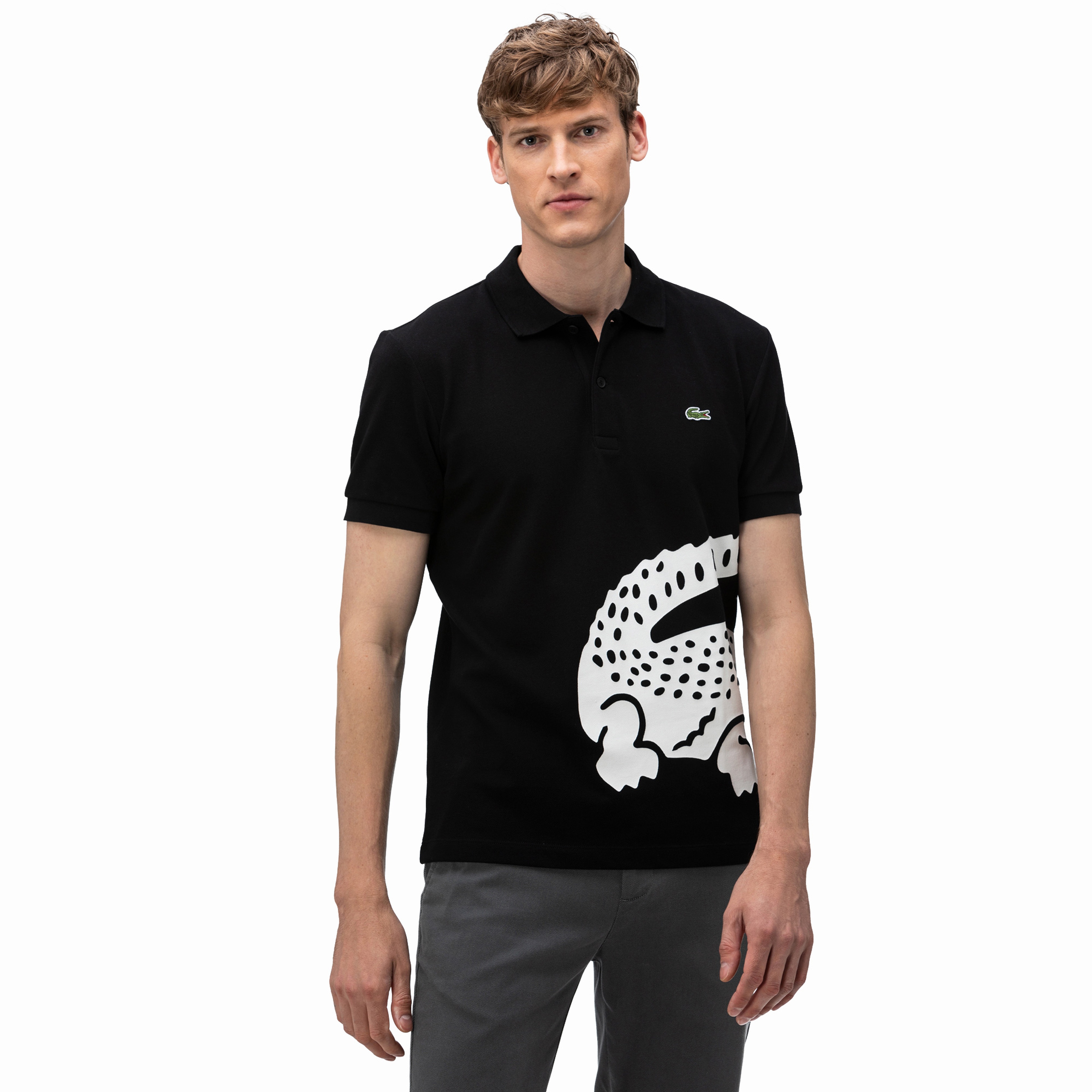 Lacoste Erkek Regular Fit Baskılı Siyah Polo
