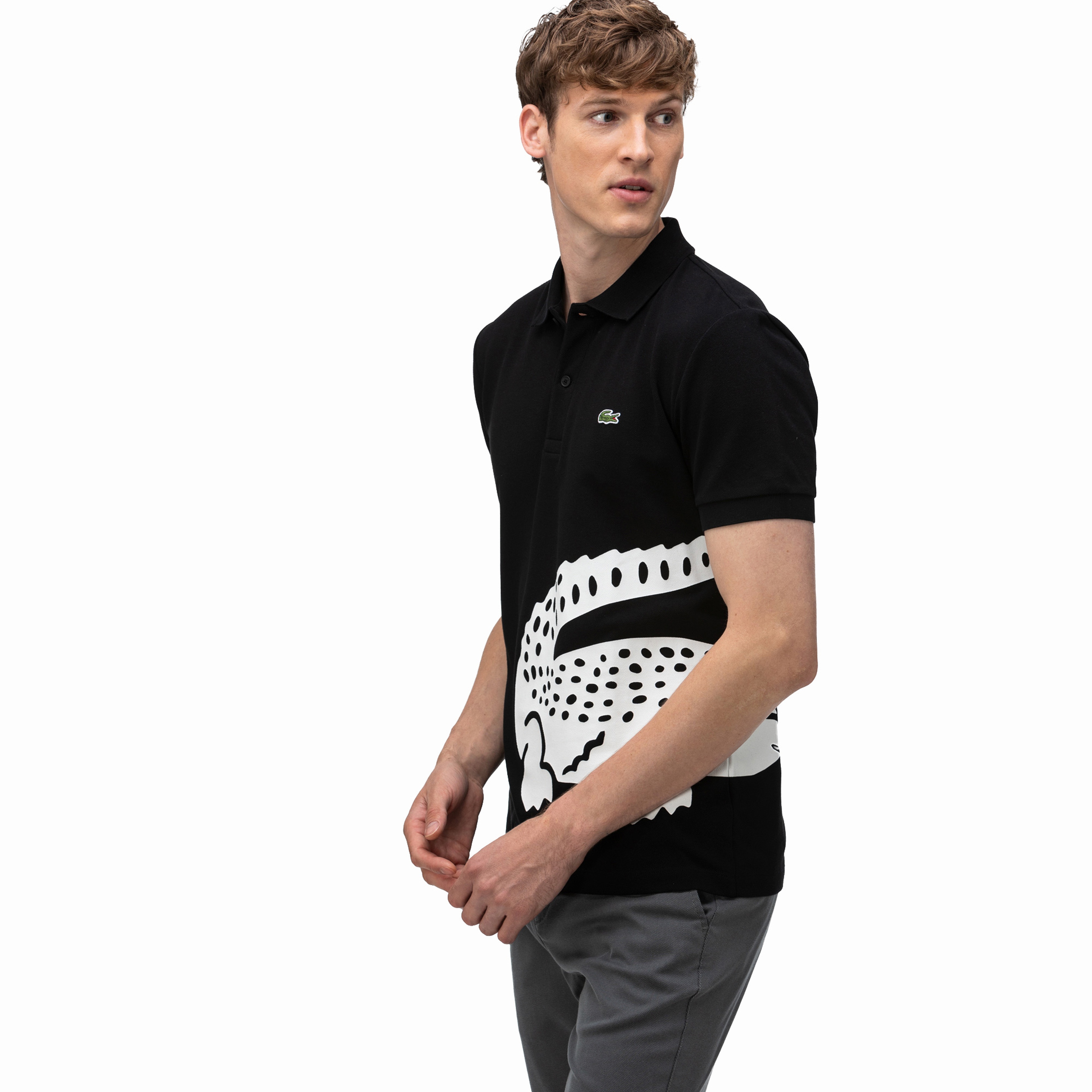Lacoste Erkek Regular Fit Baskılı Siyah Polo