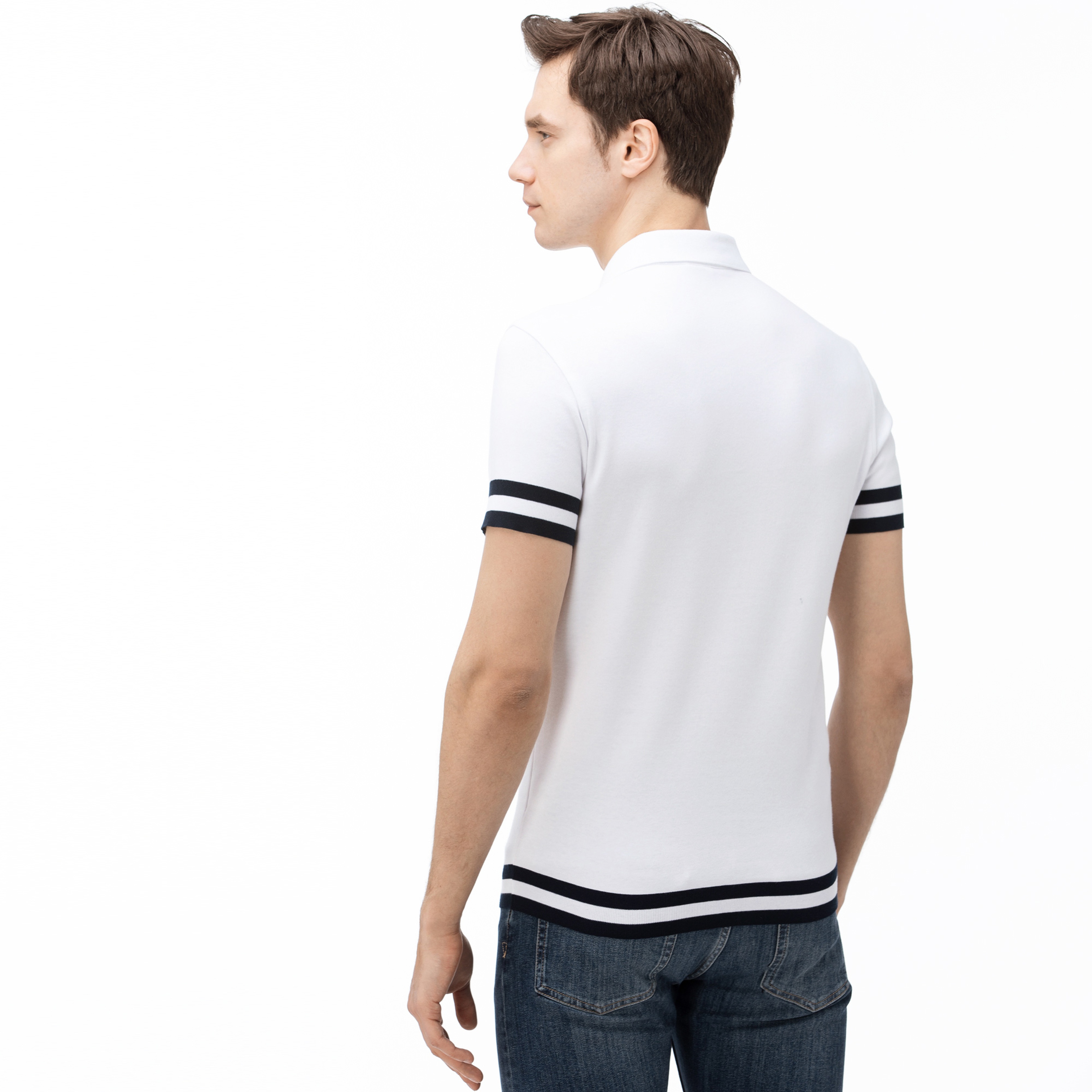Lacoste Erkek Regular Fit Çizgili Beyaz Polo