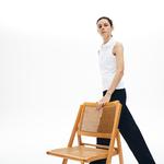 L.12.D Kadın Slim Fit Kolsuz Beyaz Polo