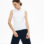 L.12.D Kadın Slim Fit Kolsuz Beyaz Polo