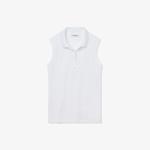 L.12.D Kadın Slim Fit Kolsuz Beyaz Polo