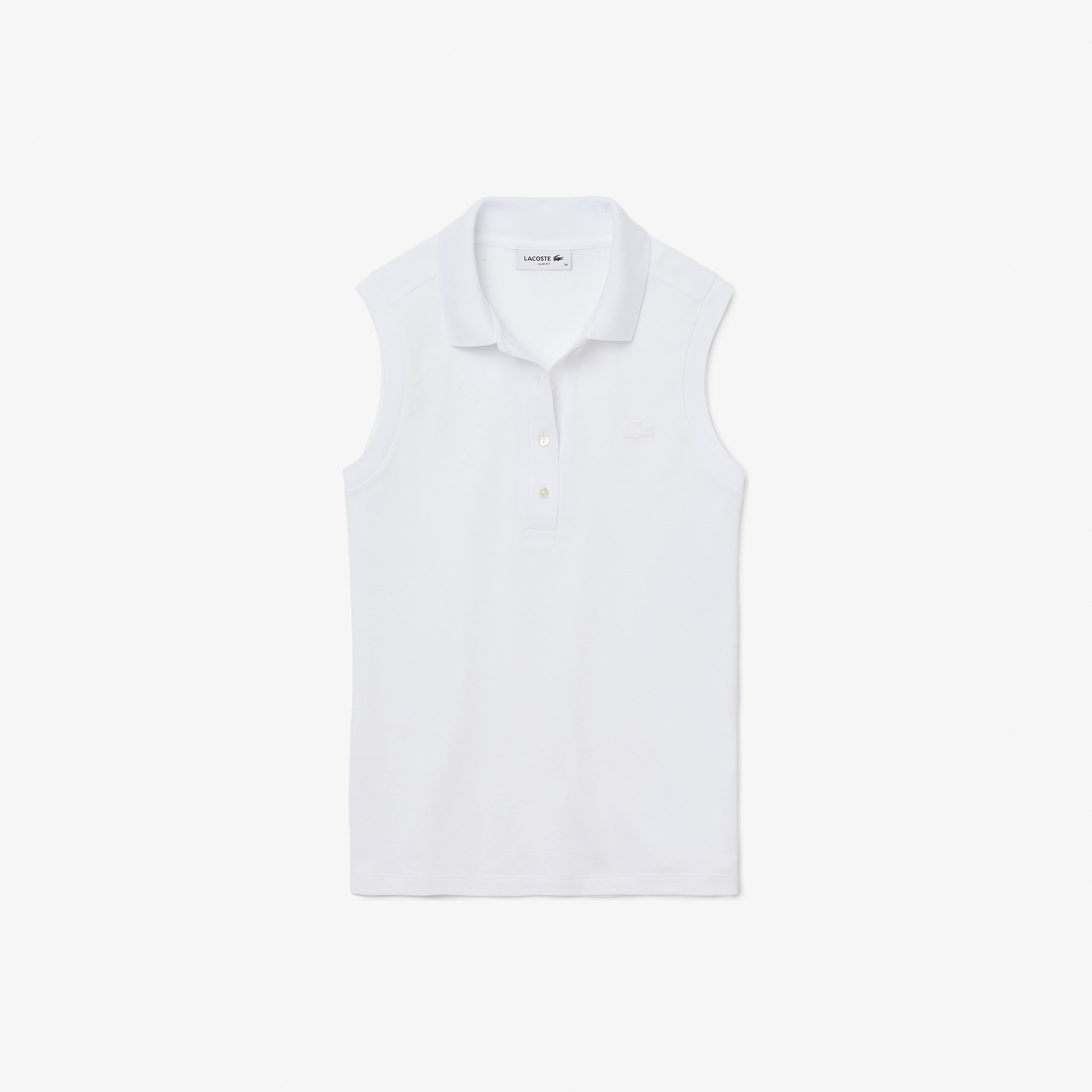 L.12.D Kadın Slim Fit Kolsuz Beyaz Polo