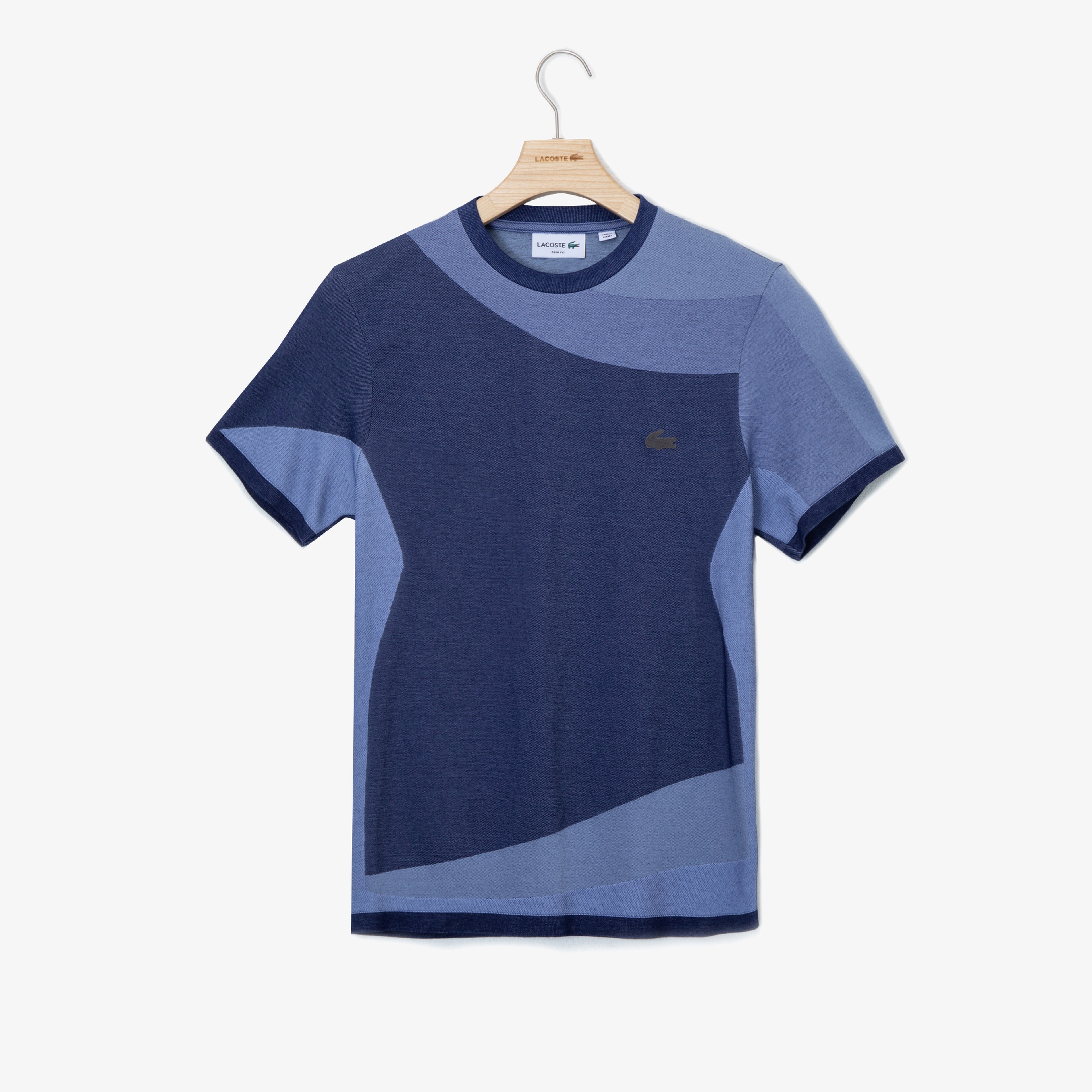 Lacoste Erkek Bisiklet Yaka Blok Desenli Mavi T-Shirt