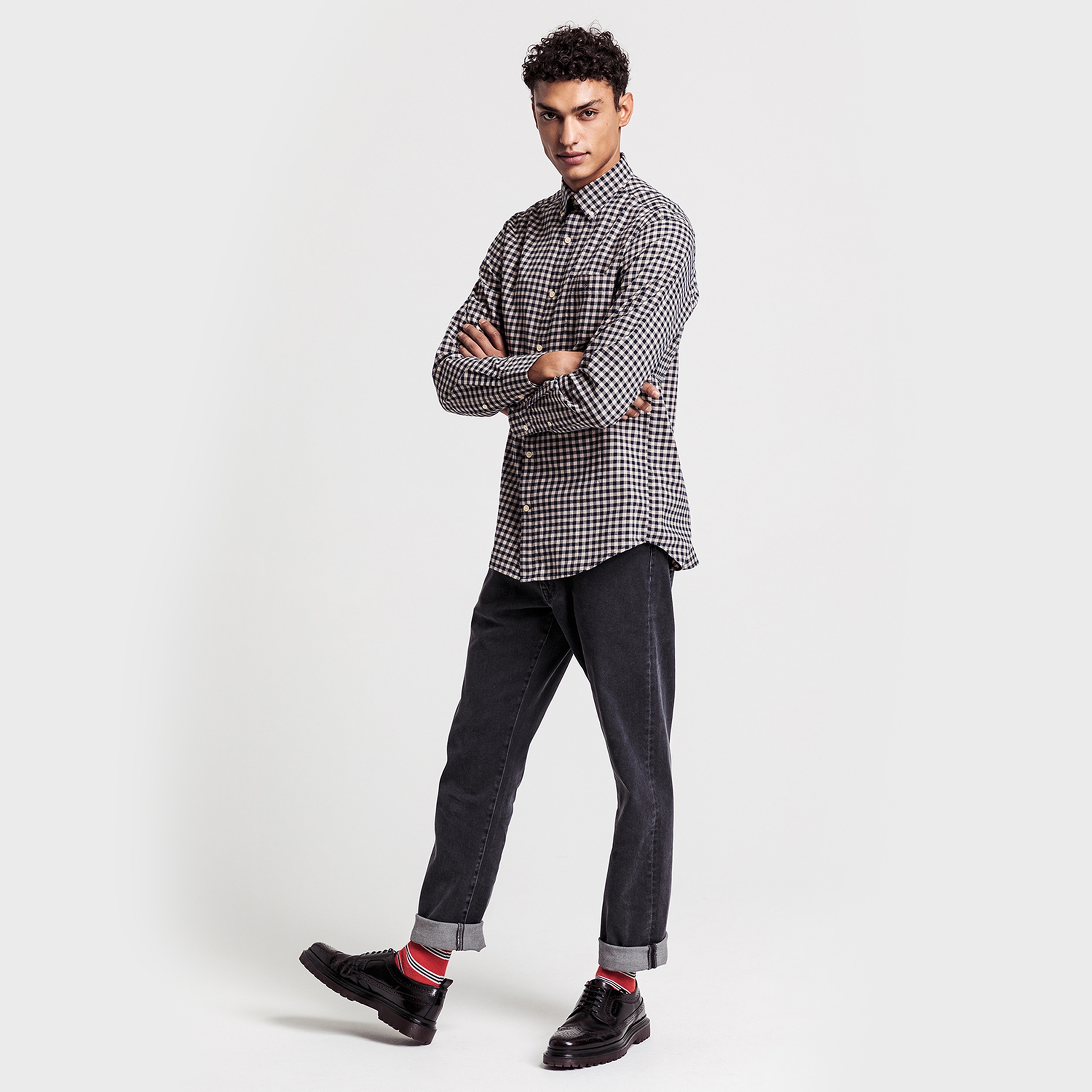 Gant Erkek Lacivert Kareli Regular Gömlek