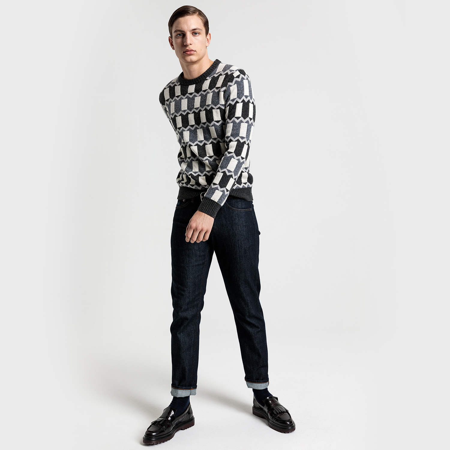 GANT Erkek Siyah Bisiklet Yaka Kazak