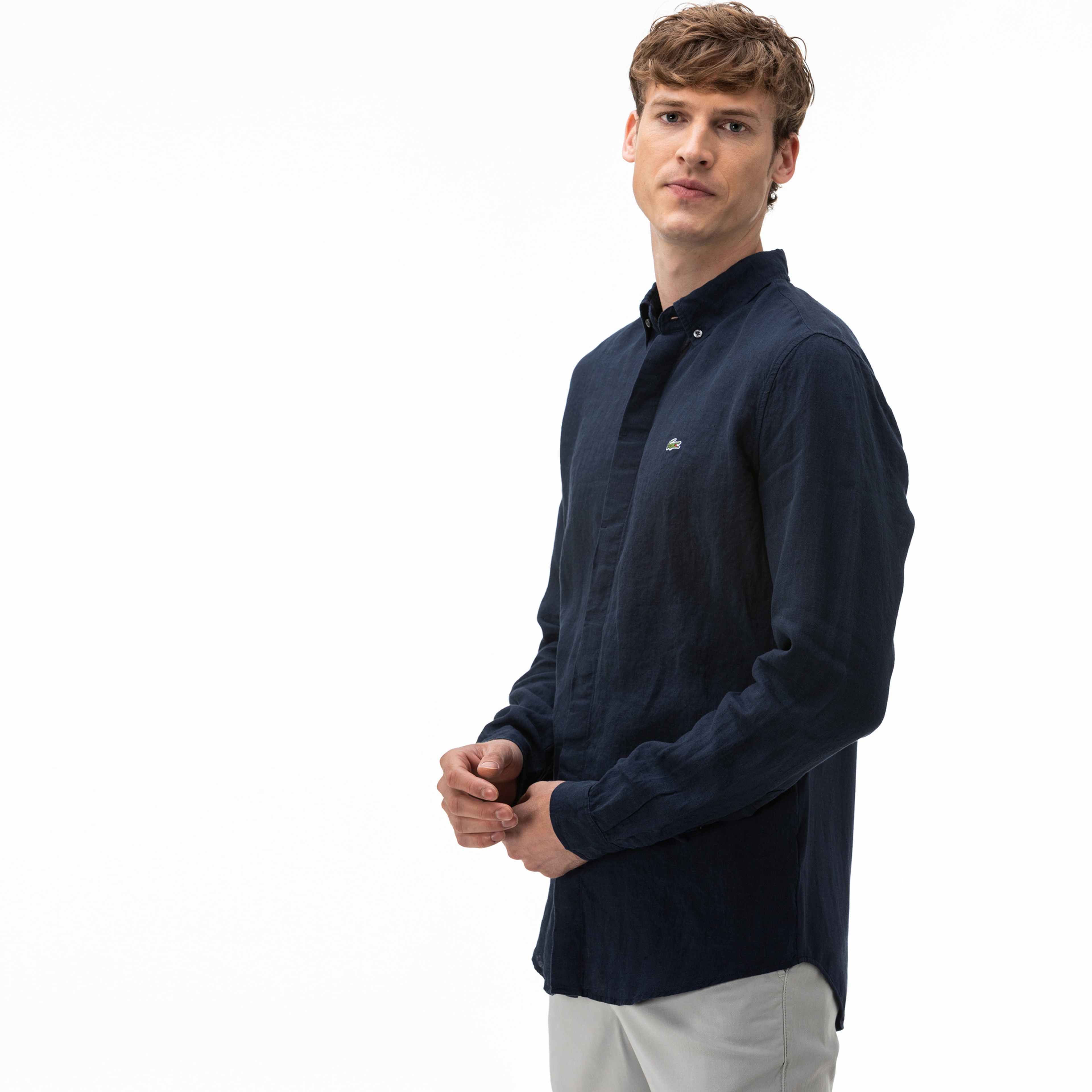 Lacoste Erkek Regular Fit Düğmeli Yaka Lacivert Gömlek