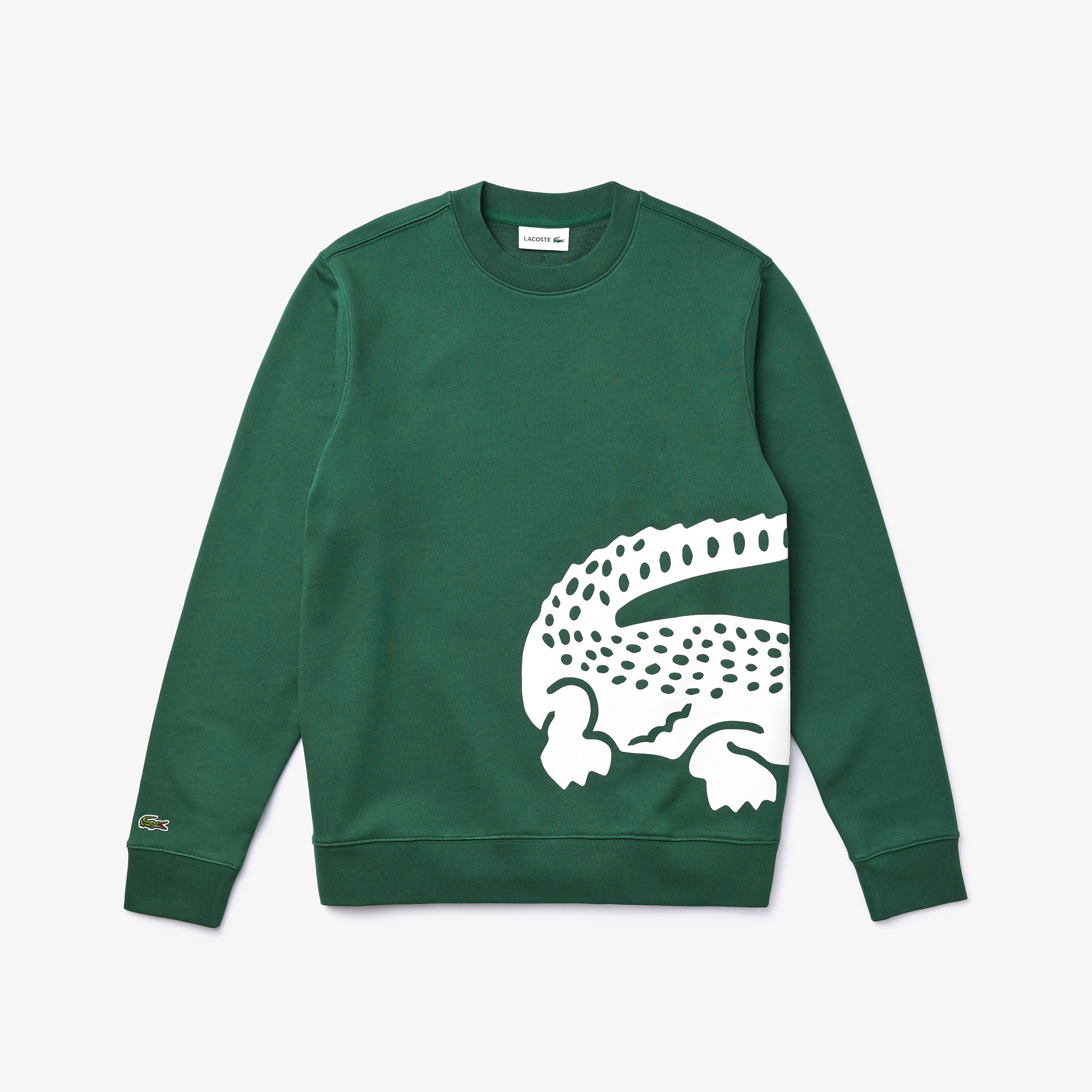 Lacoste Erkek Bisiklet Yaka Timsah Baskılı Yeşil Sweatshirt
