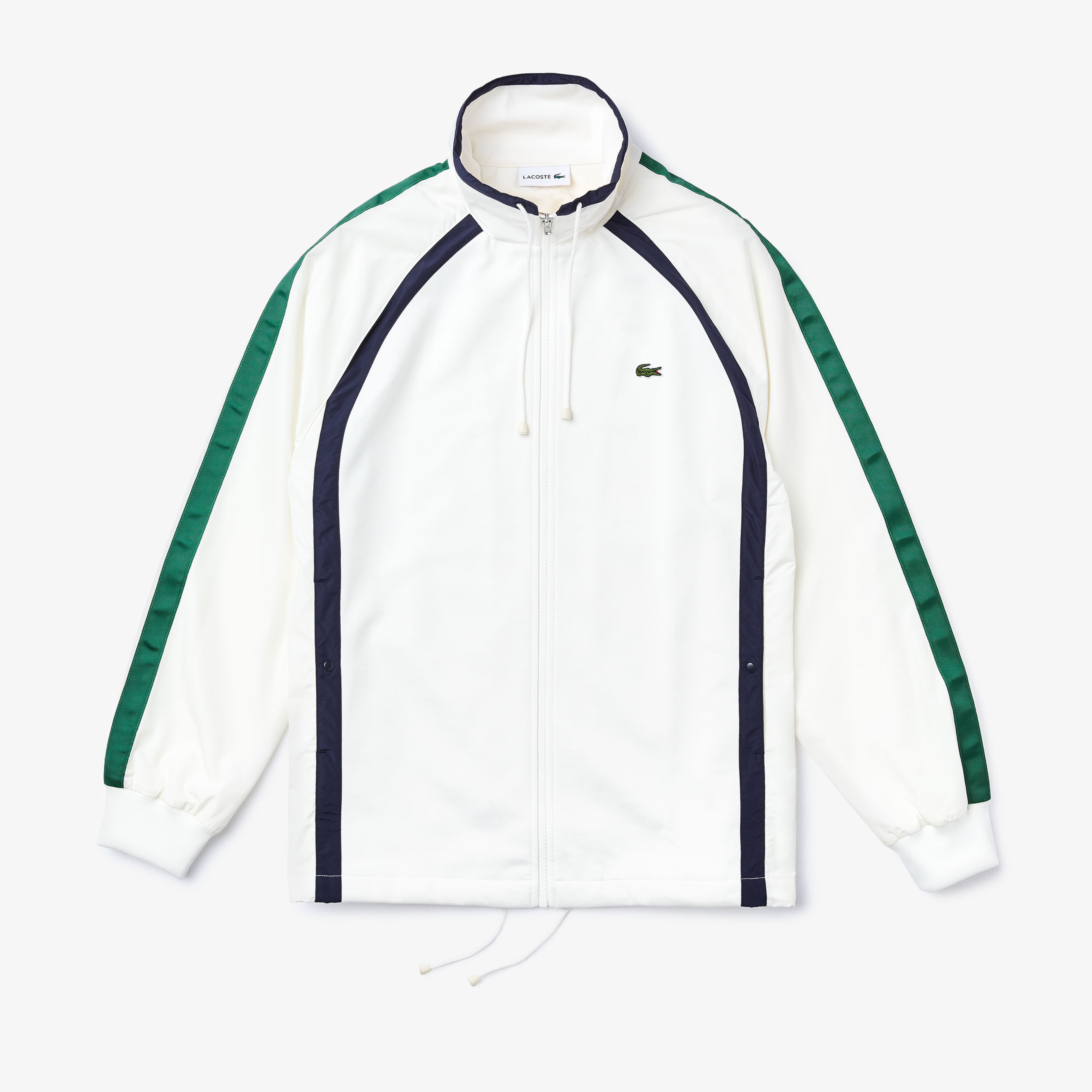 Lacoste Erkek Fermuarlı Beyaz Çizgili Sweatshirt